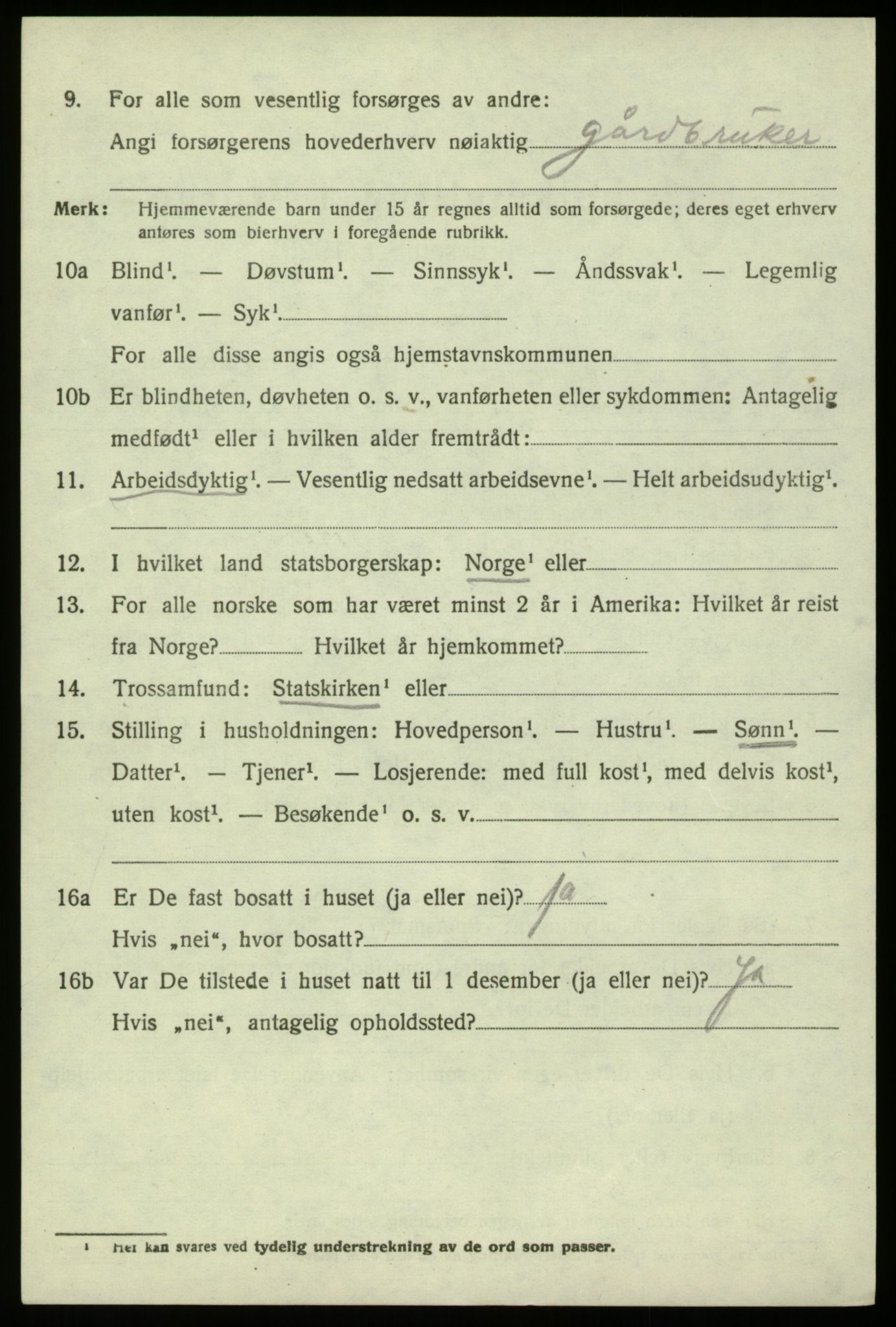 SAB, 1920 census for Hosanger, 1920, p. 4198