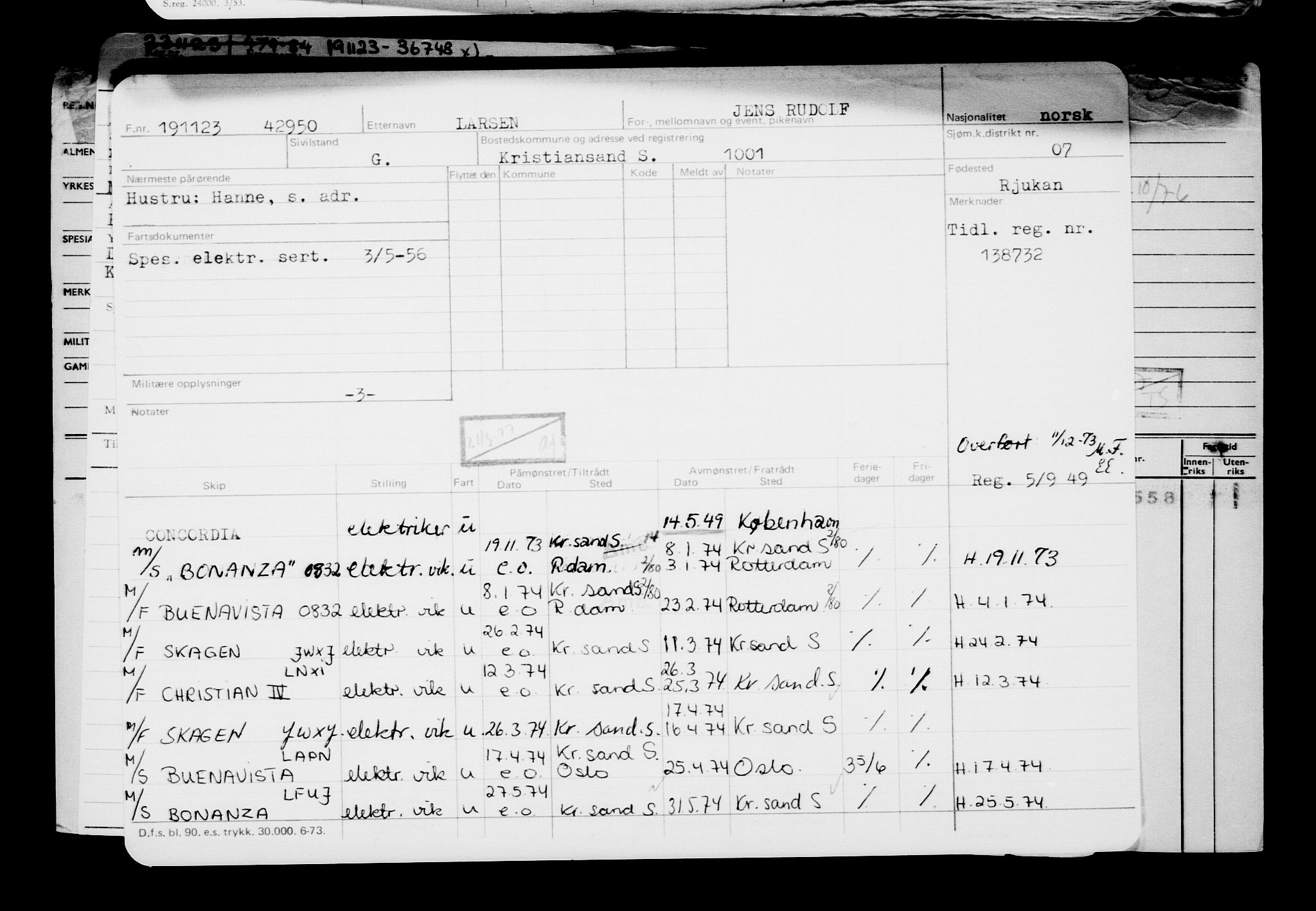 Direktoratet for sjømenn, AV/RA-S-3545/G/Gb/L0225: Hovedkort, 1923, p. 105