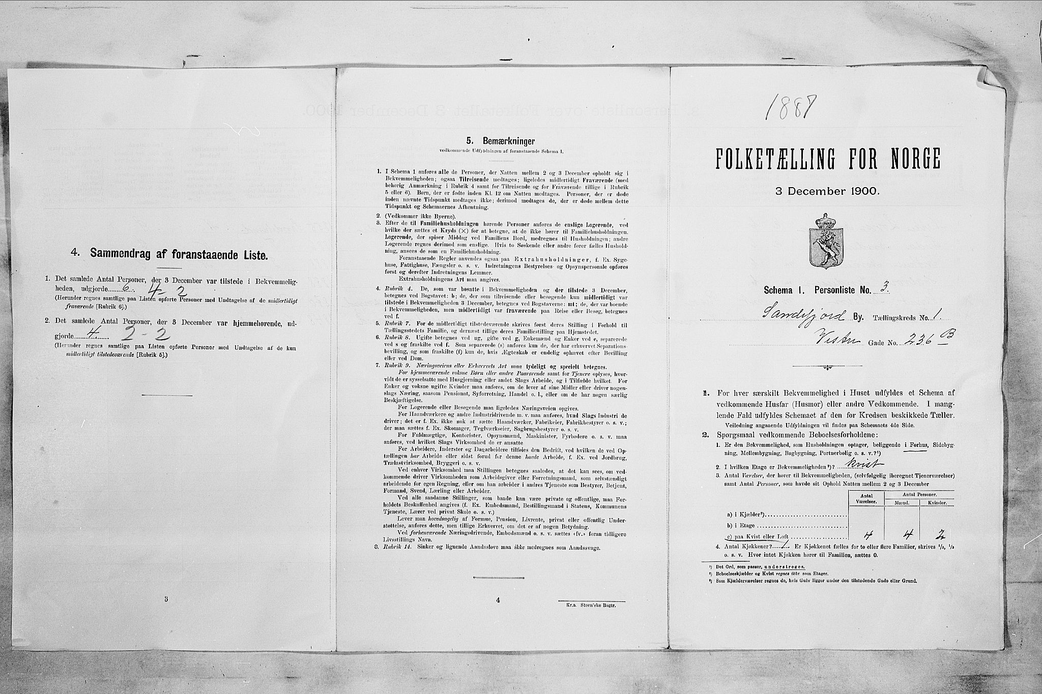 RA, 1900 census for Sandefjord, 1900, p. 34