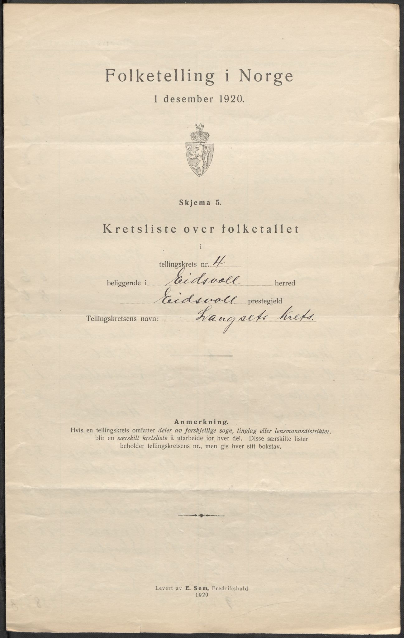 SAO, 1920 census for Eidsvoll, 1920, p. 21