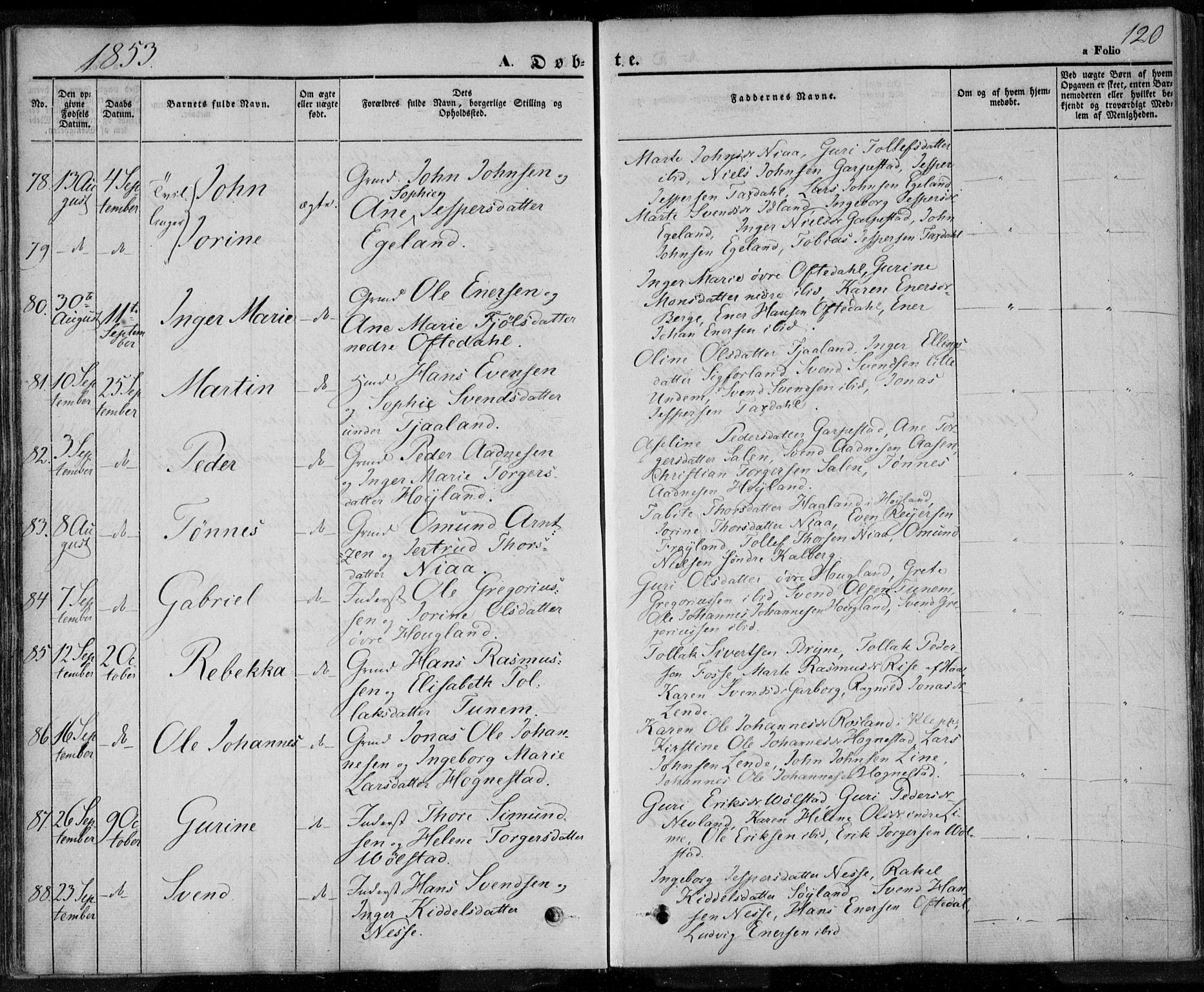 Lye sokneprestkontor, AV/SAST-A-101794/001/30BA/L0005: Parish register (official) no. A 5.1, 1842-1855, p. 120