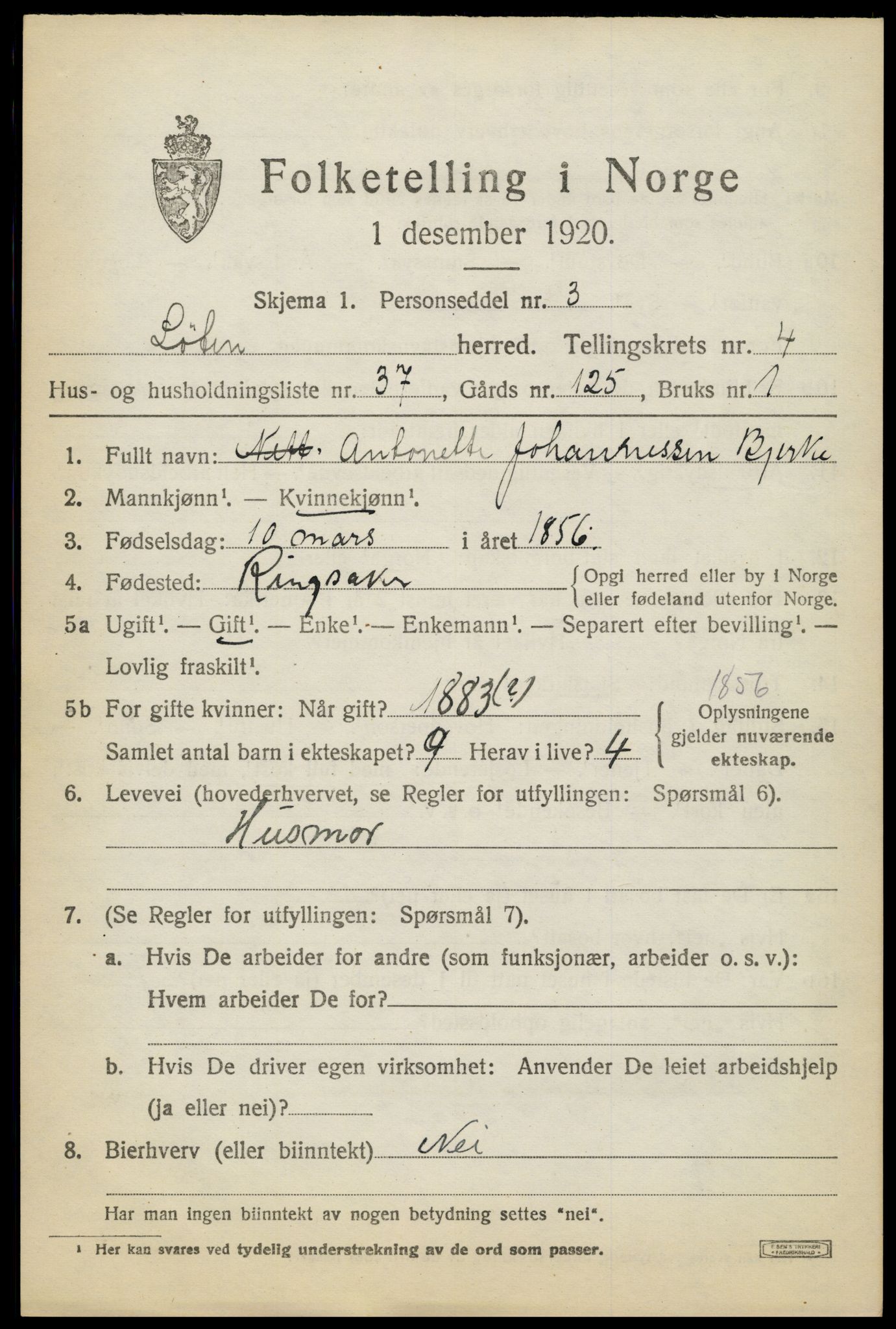 SAH, 1920 census for Løten, 1920, p. 8835