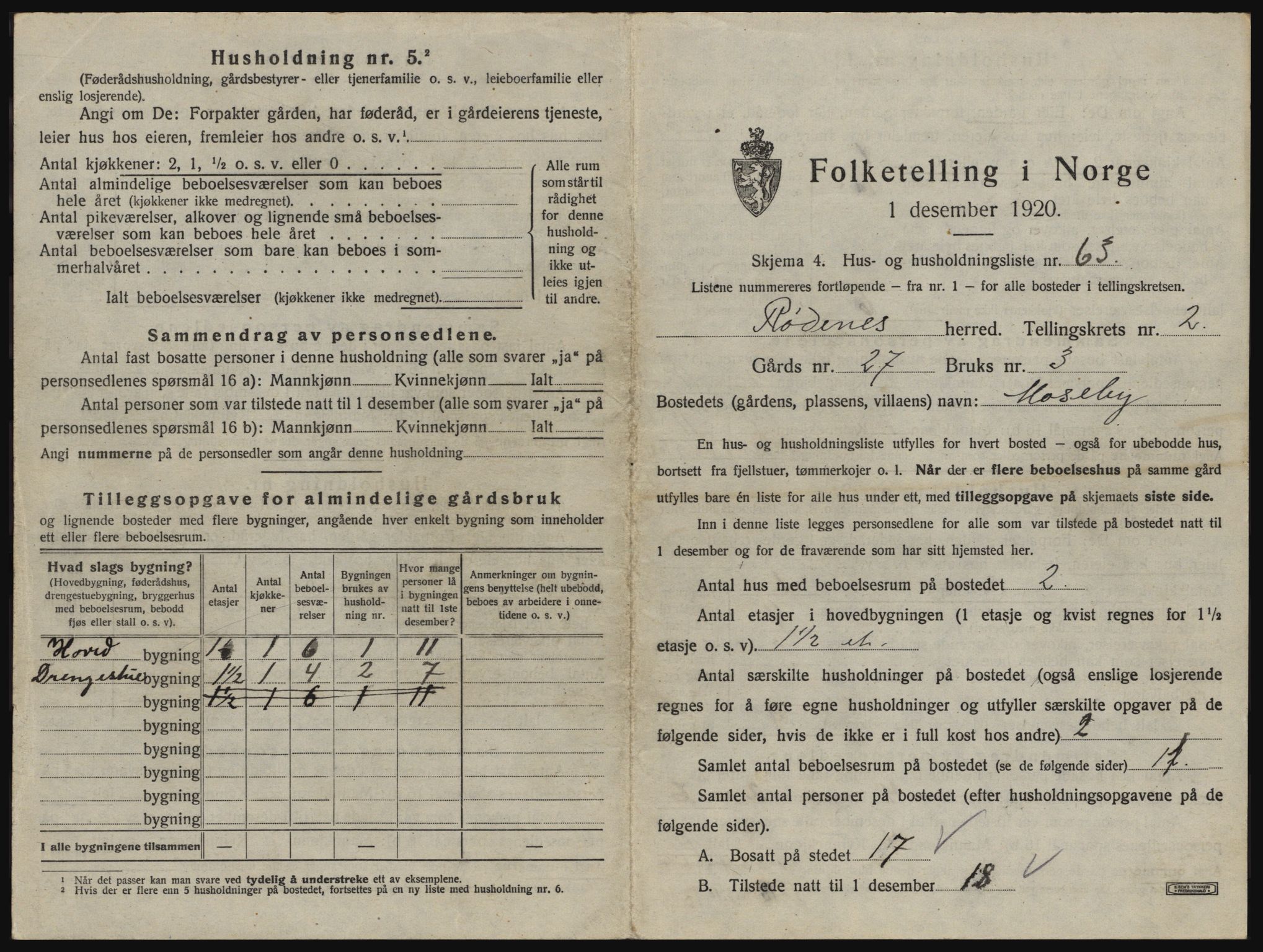 SAO, 1920 census for Rødenes, 1920, p. 264