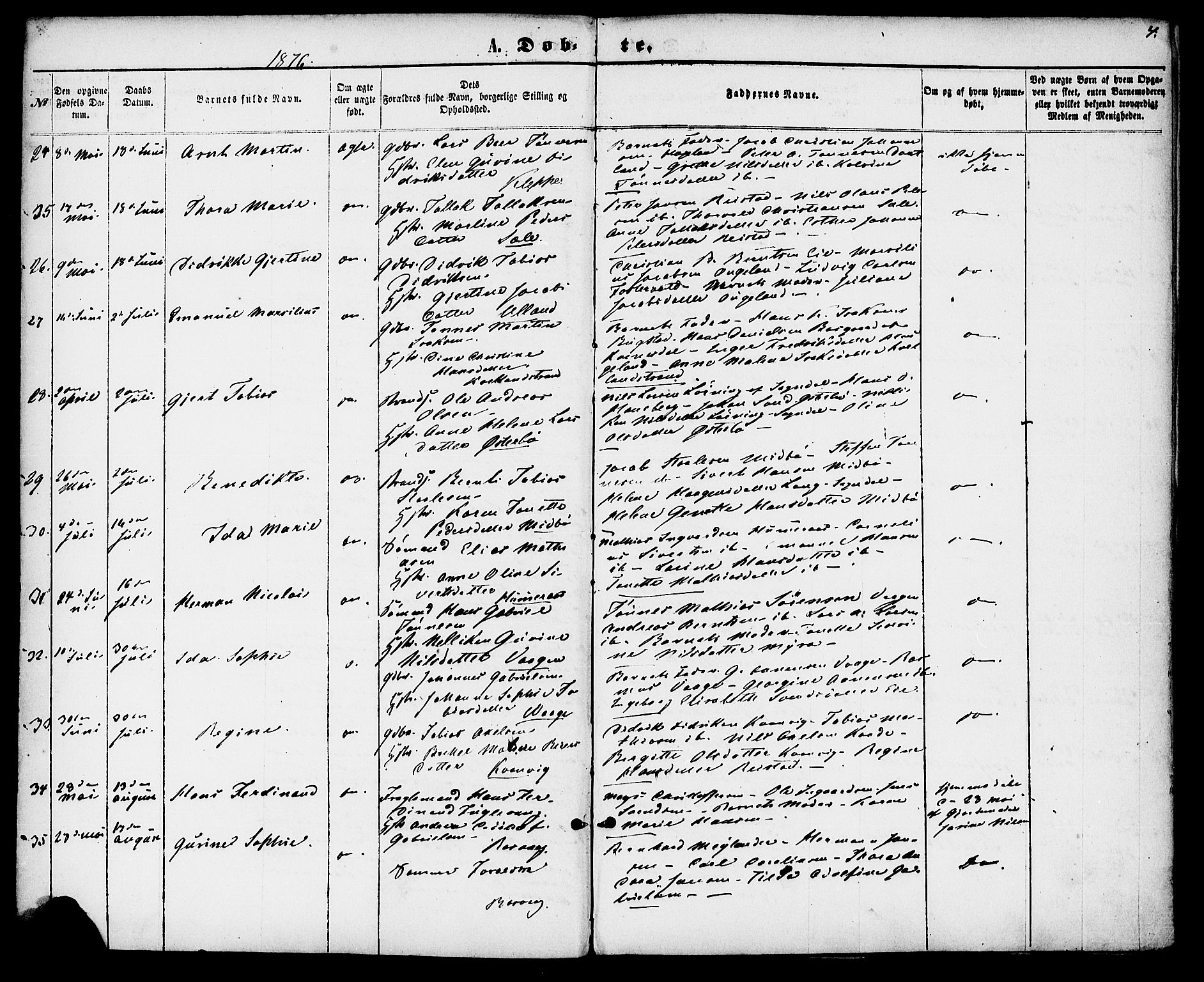 Flekkefjord sokneprestkontor, AV/SAK-1111-0012/F/Fa/Fab/L0005: Parish register (official) no. A 5, 1870-1886, p. 4