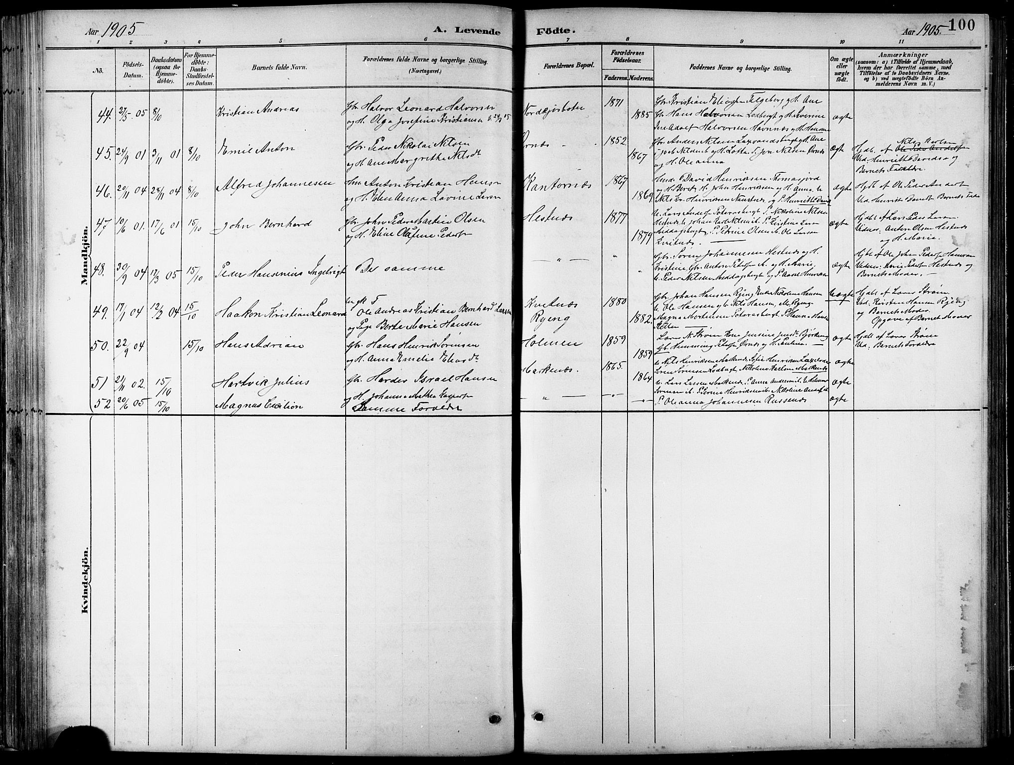 Balsfjord sokneprestembete, SATØ/S-1303/G/Ga/L0008klokker: Parish register (copy) no. 8, 1890-1906, p. 100
