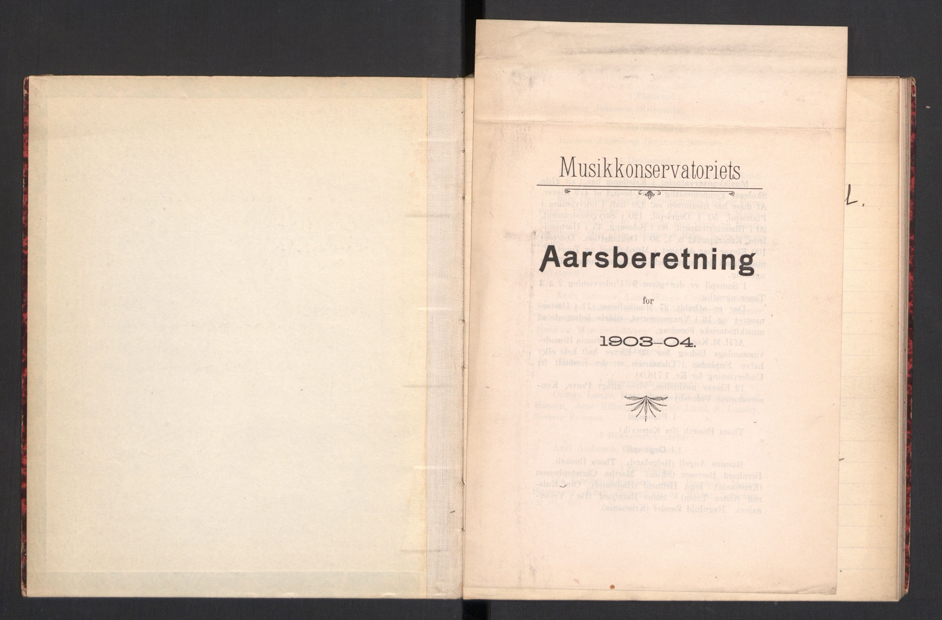 Musikkonservatoriet i Oslo, AV/RA-PA-1761/F/Fa/L0003/0002: Oversikt over lærere, elever, m.m. / Musikkonservatoriet - Vårsemesteret , 1904
