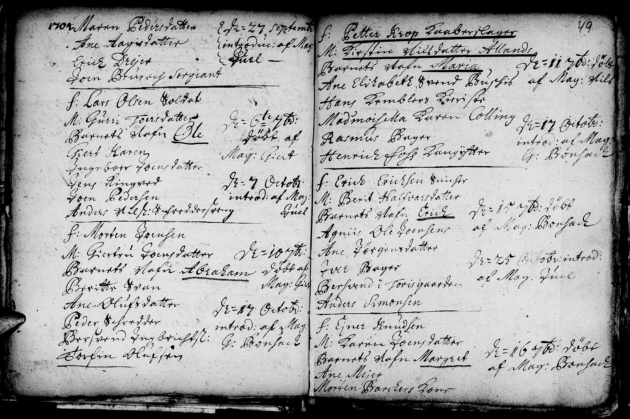 Ministerialprotokoller, klokkerbøker og fødselsregistre - Sør-Trøndelag, SAT/A-1456/601/L0034: Parish register (official) no. 601A02, 1702-1714, p. 49