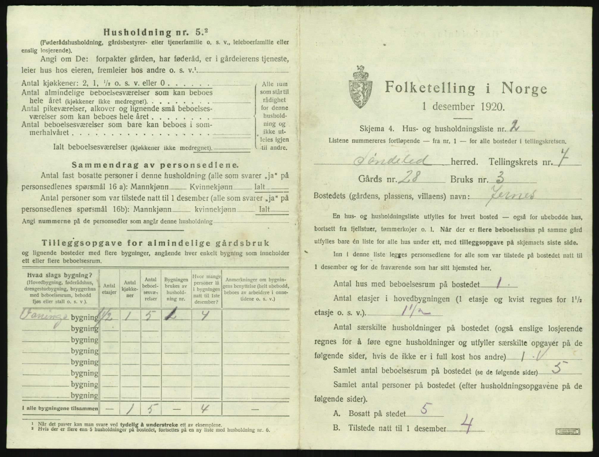 SAK, 1920 census for Søndeled, 1920, p. 619