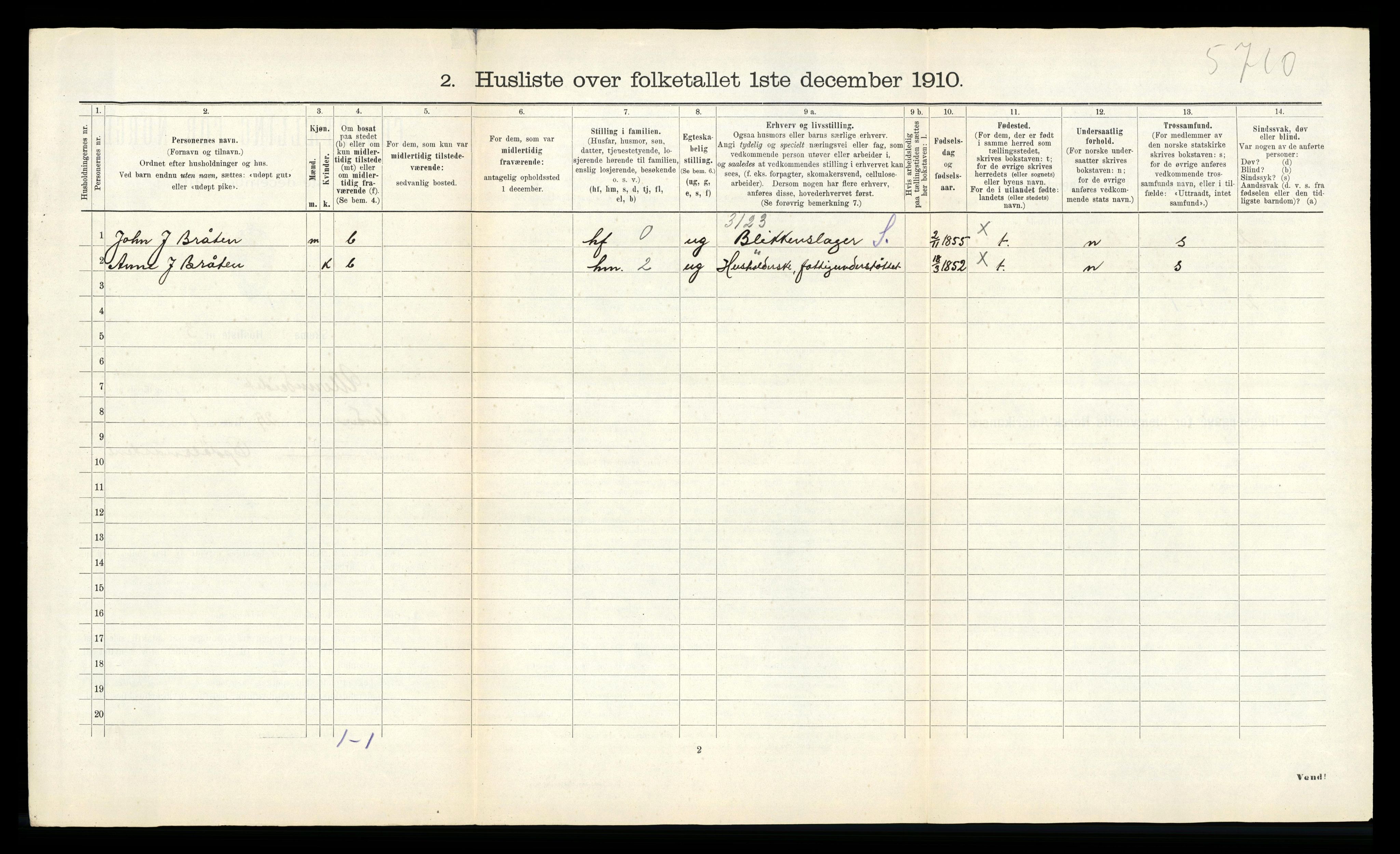 RA, 1910 census for Ålvundeid, 1910, p. 22