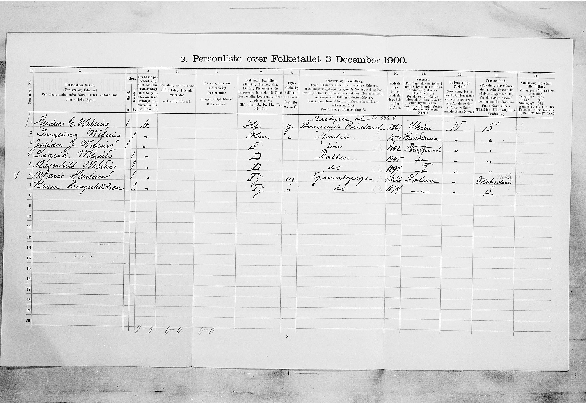 SAKO, 1900 census for Porsgrunn, 1900, p. 1244