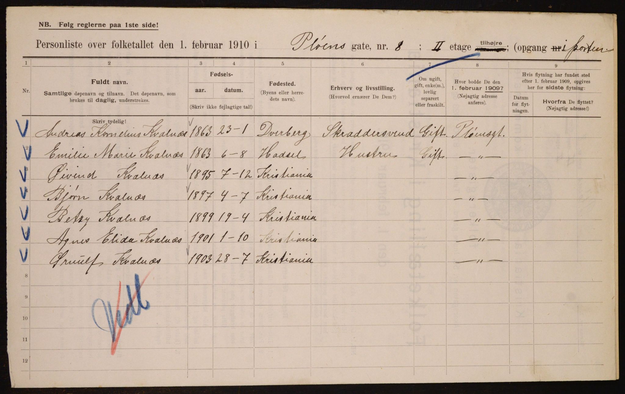 OBA, Municipal Census 1910 for Kristiania, 1910, p. 77649