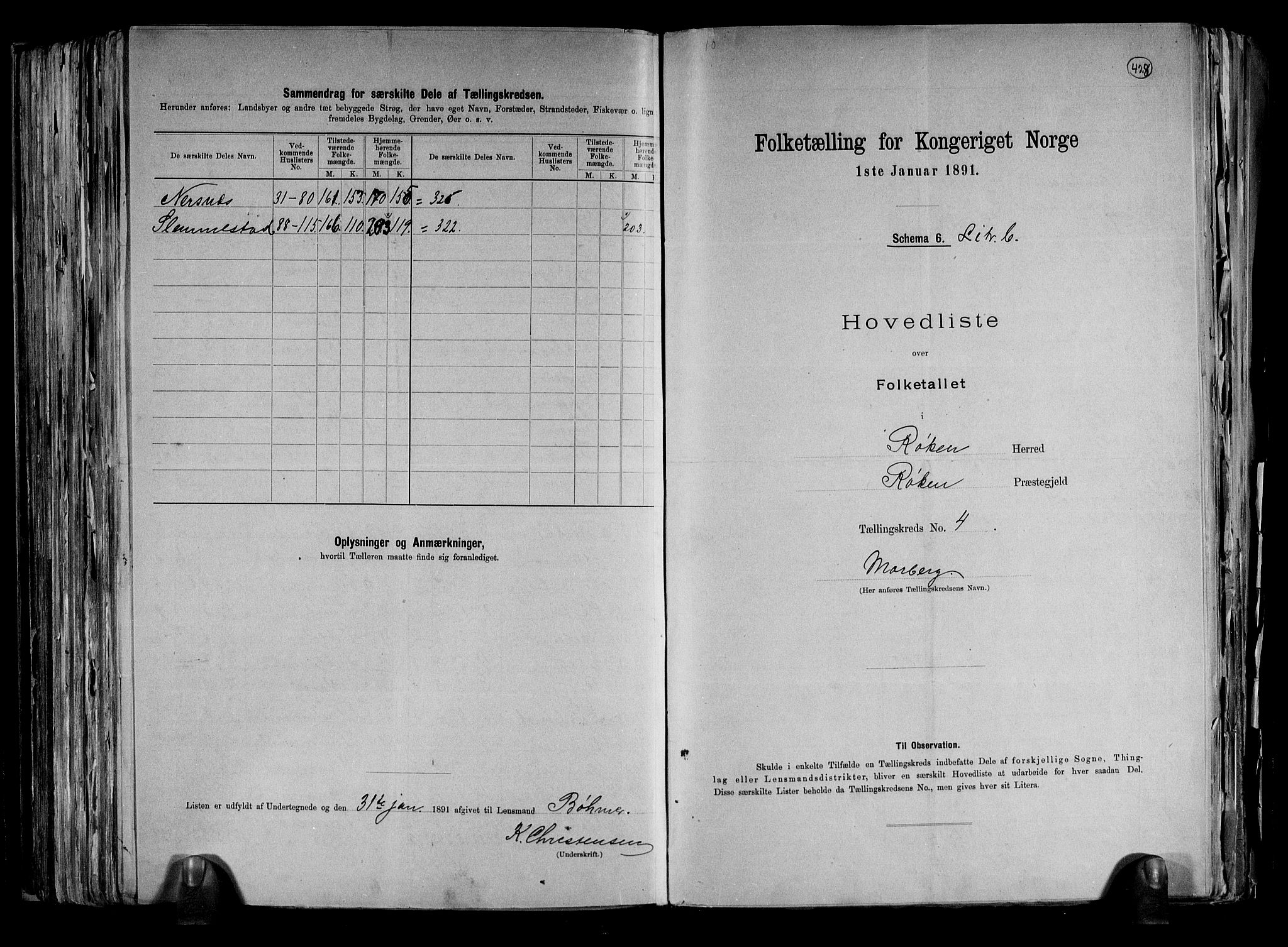 RA, 1891 census for 0627 Røyken, 1891, p. 13