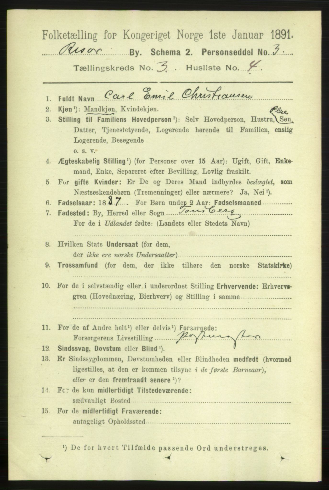 RA, 1891 census for 0901 Risør, 1891, p. 3146