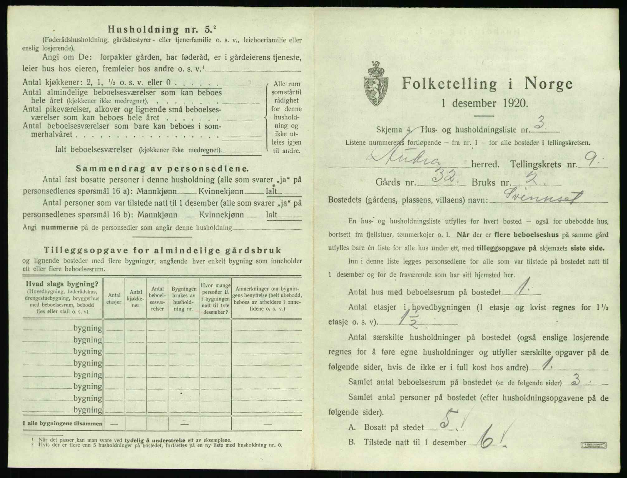 SAT, 1920 census for Aukra, 1920, p. 619