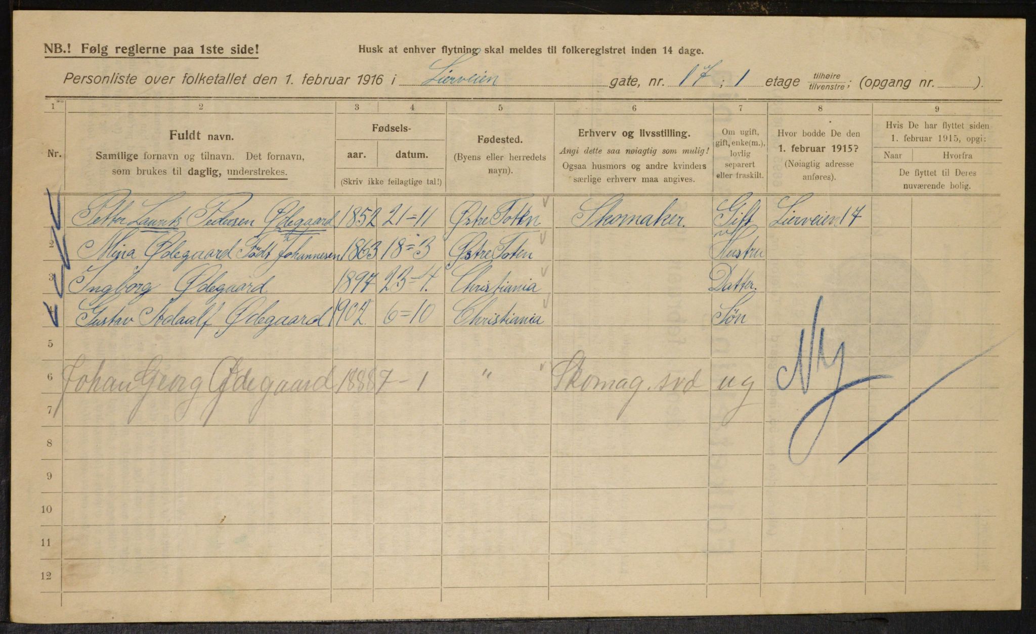 OBA, Municipal Census 1916 for Kristiania, 1916, p. 58836