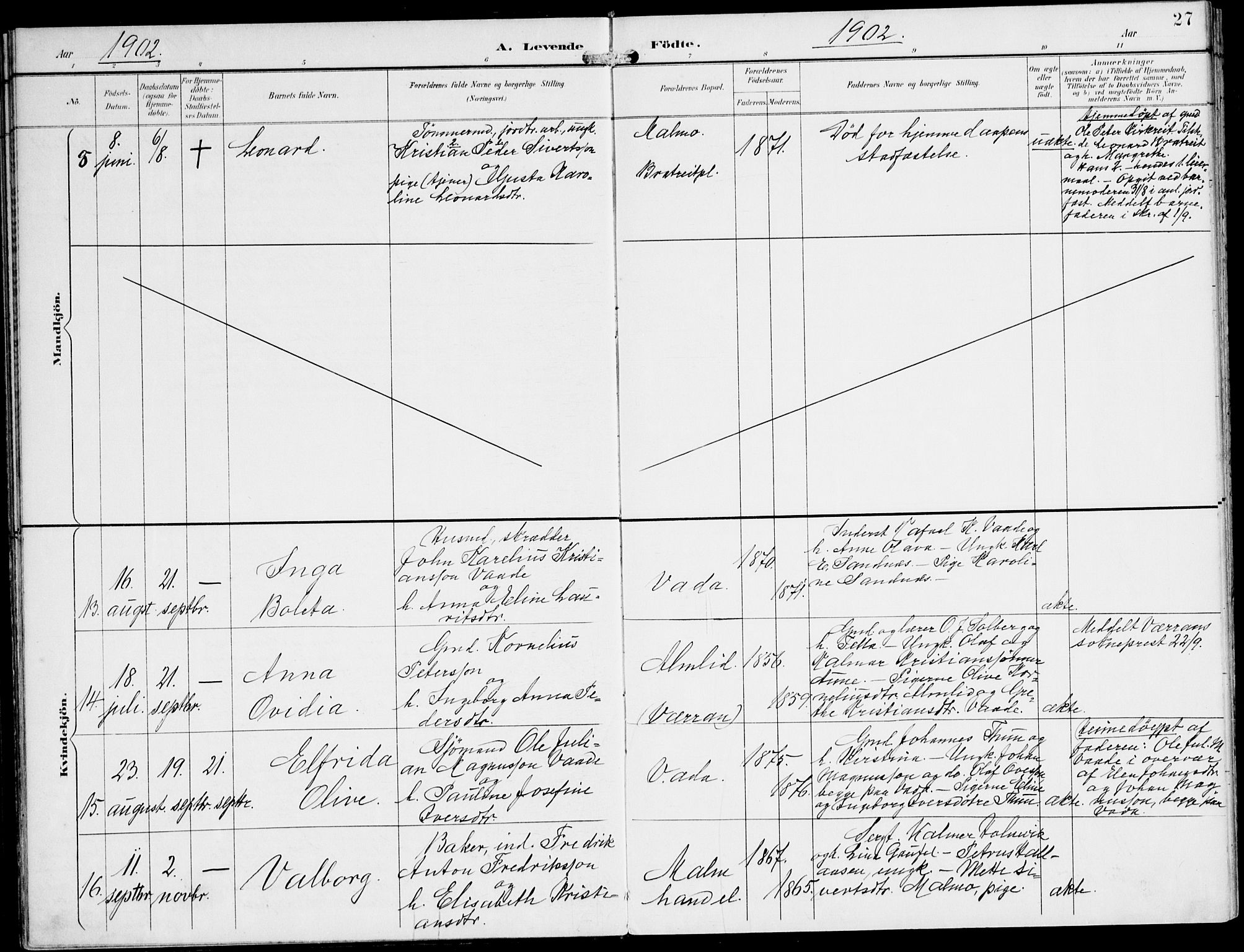 Ministerialprotokoller, klokkerbøker og fødselsregistre - Nord-Trøndelag, SAT/A-1458/745/L0430: Parish register (official) no. 745A02, 1895-1913, p. 27