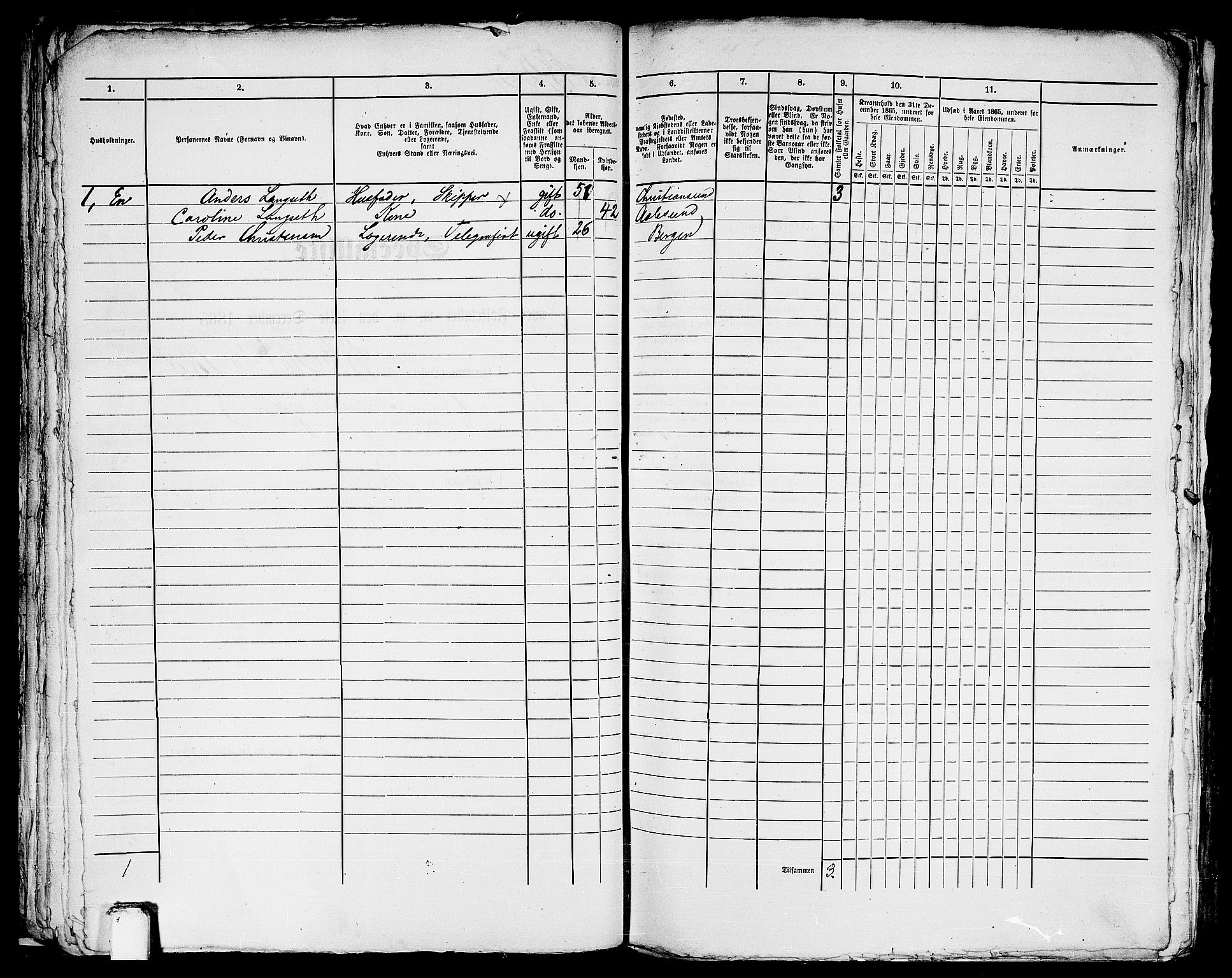 RA, 1865 census for Bergen, 1865, p. 1109