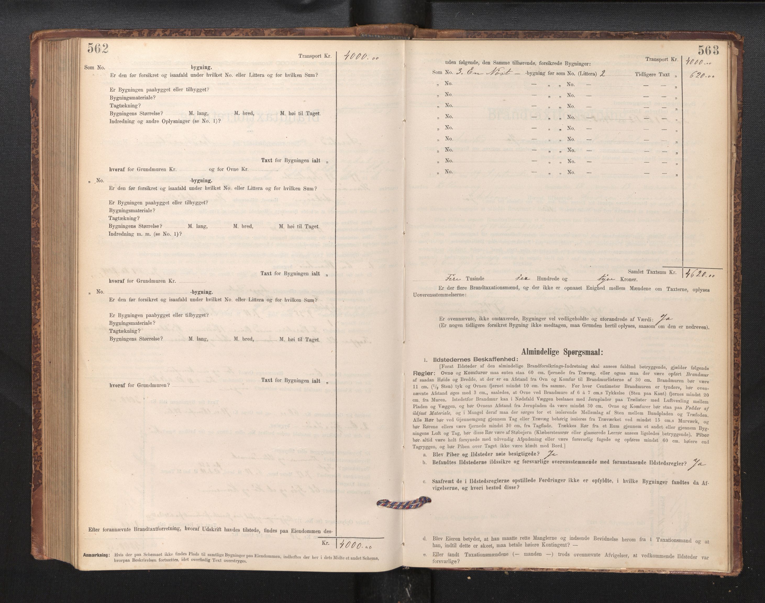Lensmannen i Årstad, AV/SAB-A-36201/0012/L0011: Branntakstprotokoll,skjematakst, 1895-1901, p. 562-563