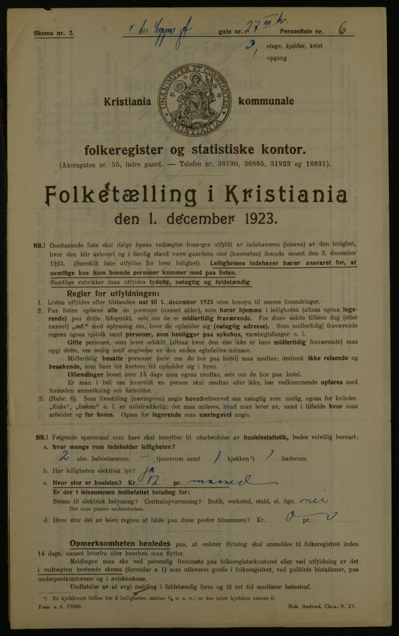 OBA, Municipal Census 1923 for Kristiania, 1923, p. 138502