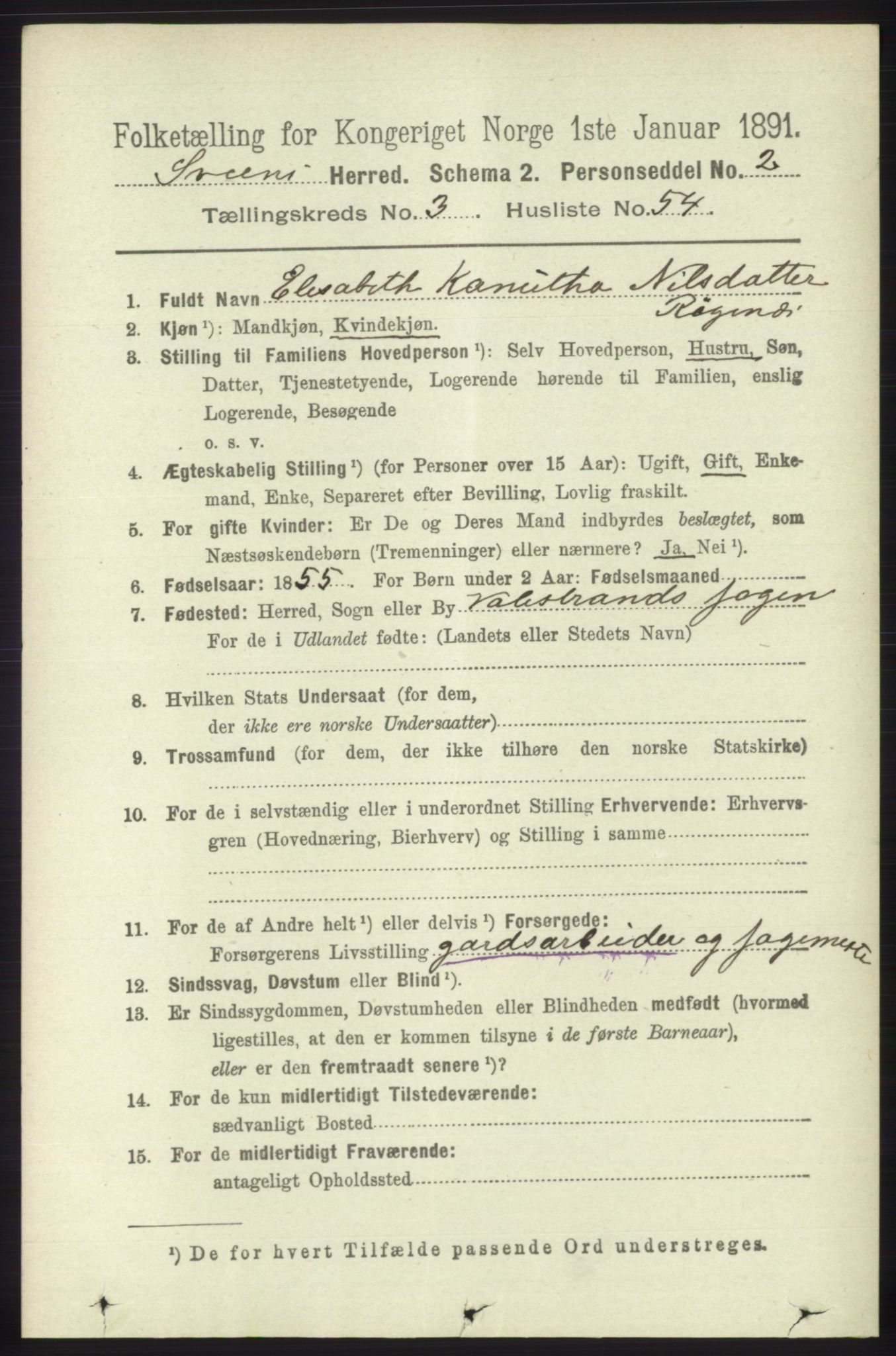 RA, 1891 census for 1216 Sveio, 1891, p. 1086