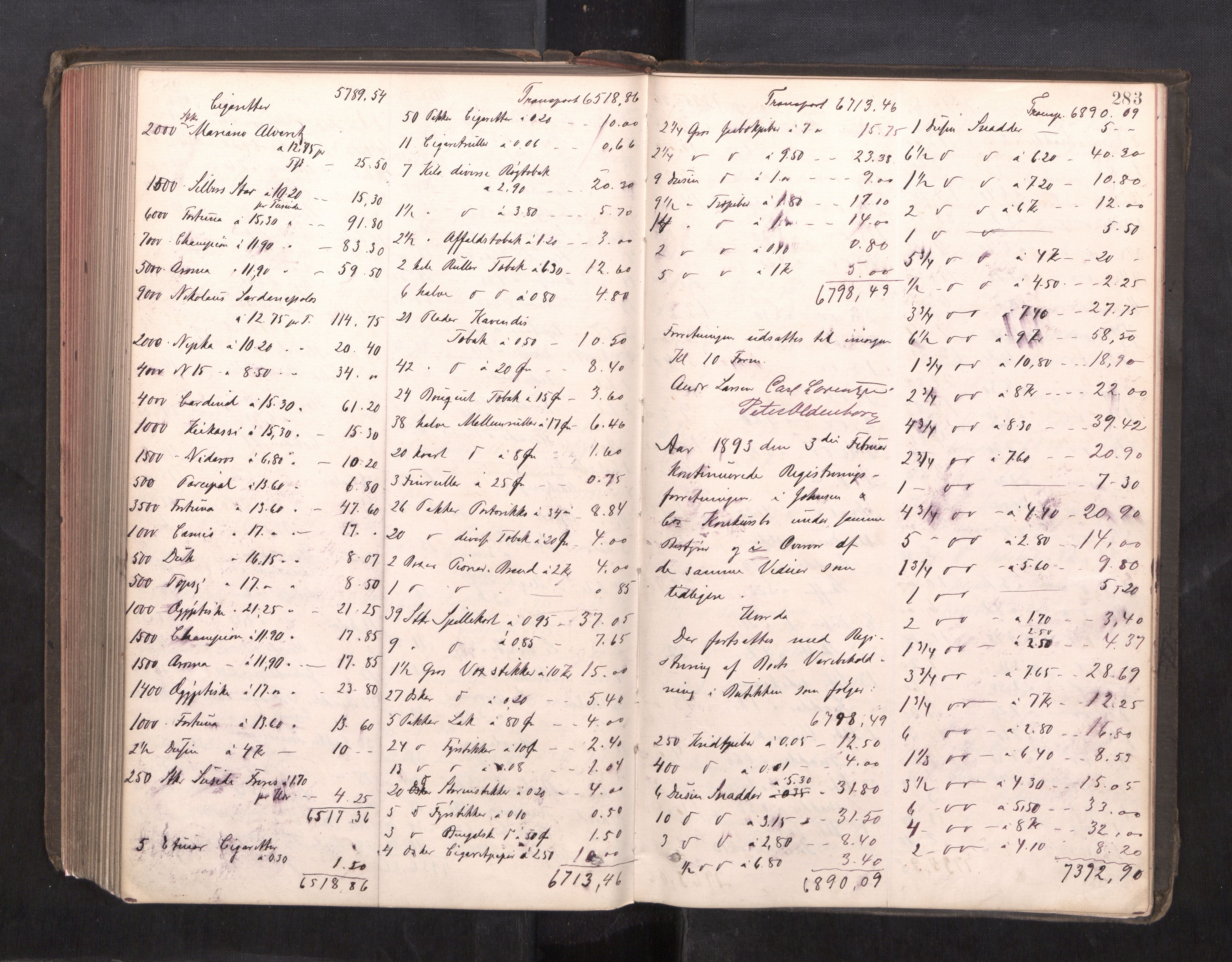 Trondheim byfogd, AV/SAT-A-0003/1/3/3C/L0013: Skifteregistreringsprotokoll - 19/7-14/8. (u/ register), 1887-1893, p. 283