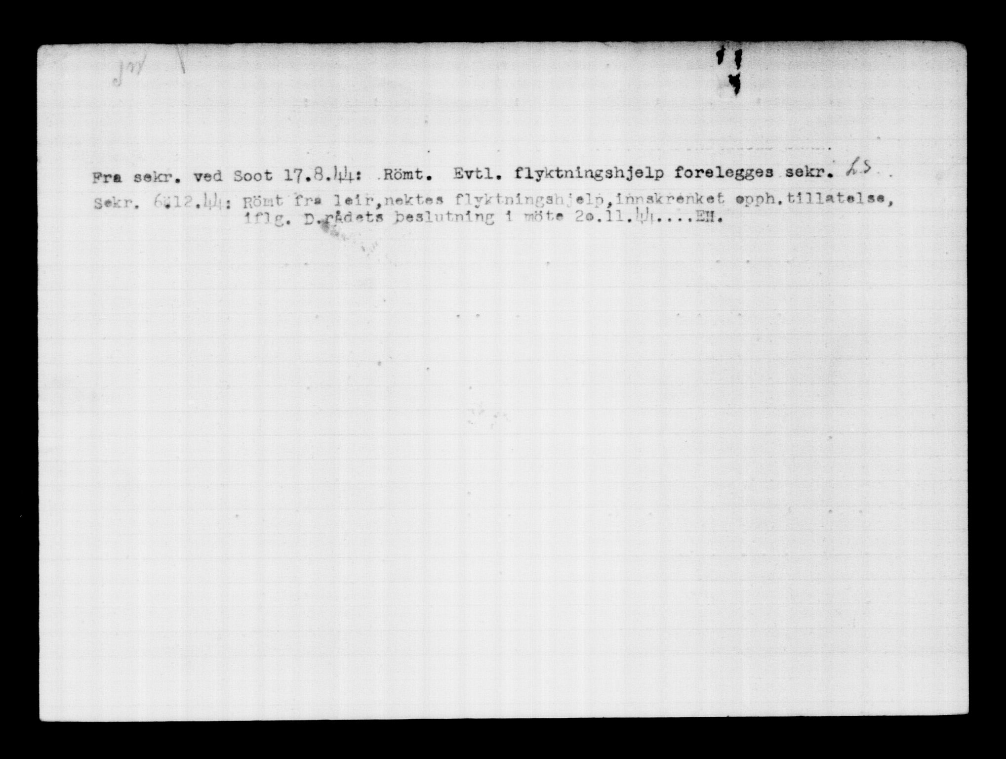 Utenriksstasjonene, Legasjonen i Stockholm, Flyktningkontoret, AV/RA-S-6753/V/Va/L0011: Kjesäterkartoteket, flyktninger med registreringsnr. 25300-28349, 1940-1945, p. 1044