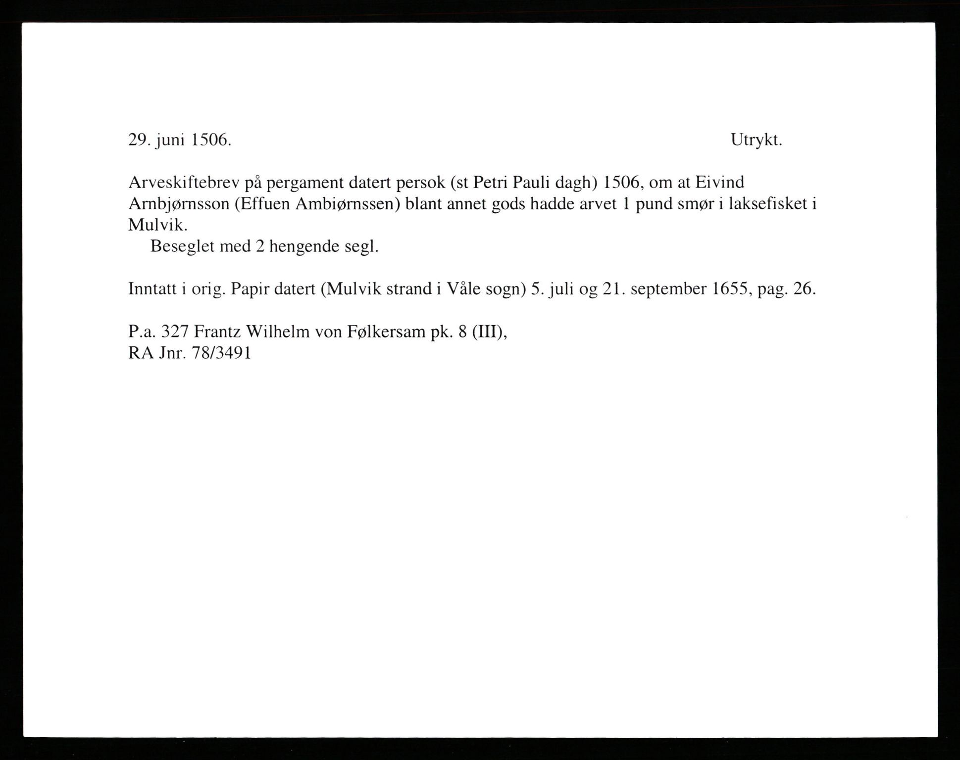 Riksarkivets diplomsamling, AV/RA-EA-5965/F35/F35b/L0001: Riksarkivets diplomer, seddelregister, 1307-1566, p. 133