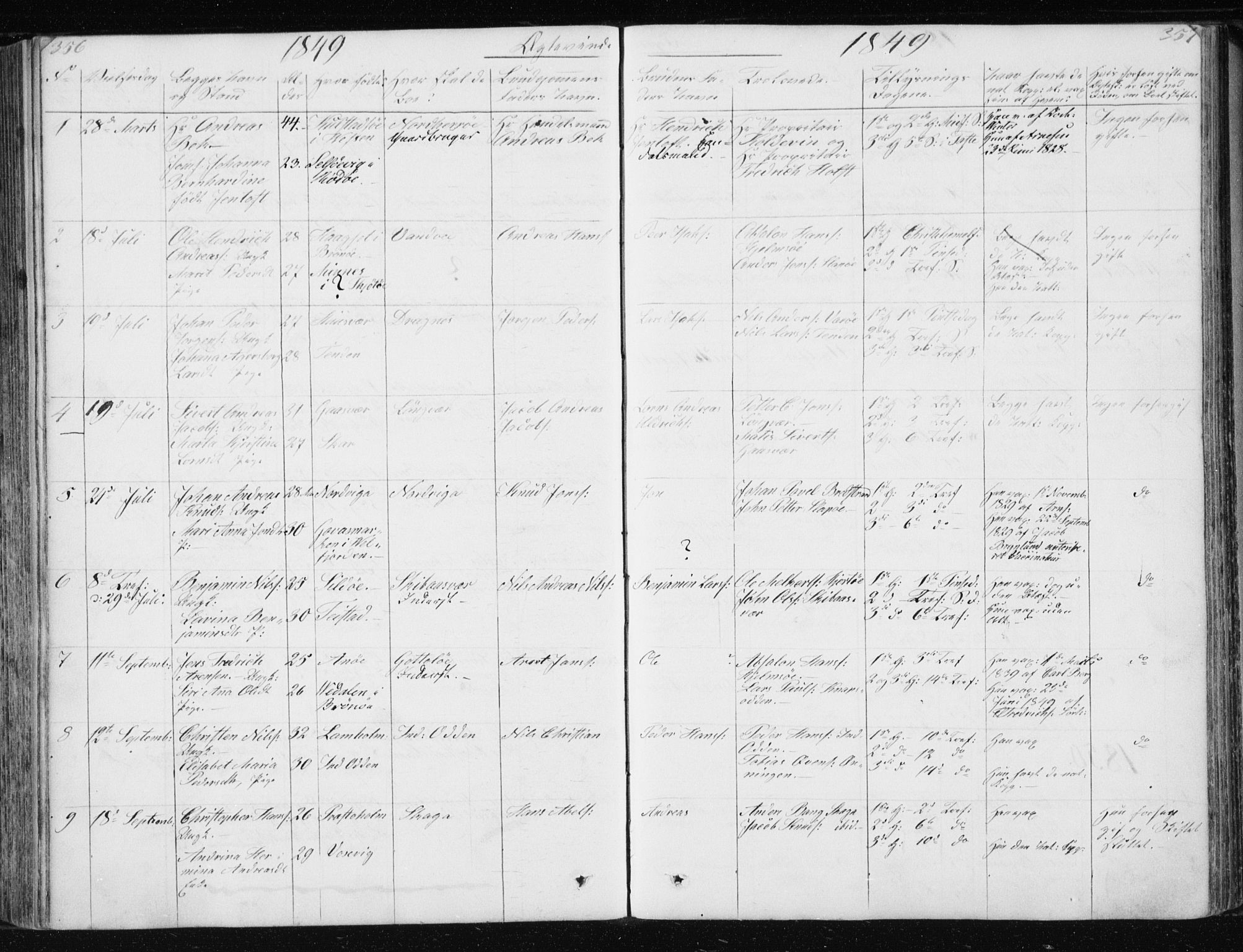 Ministerialprotokoller, klokkerbøker og fødselsregistre - Nordland, SAT/A-1459/834/L0511: Parish register (copy) no. 834C02, 1848-1862, p. 356-357