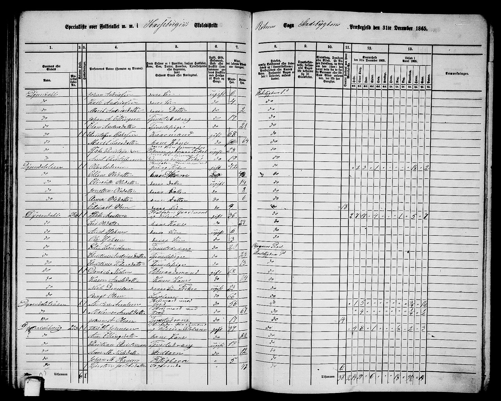 RA, 1865 census for Stadsbygd, 1865, p. 97