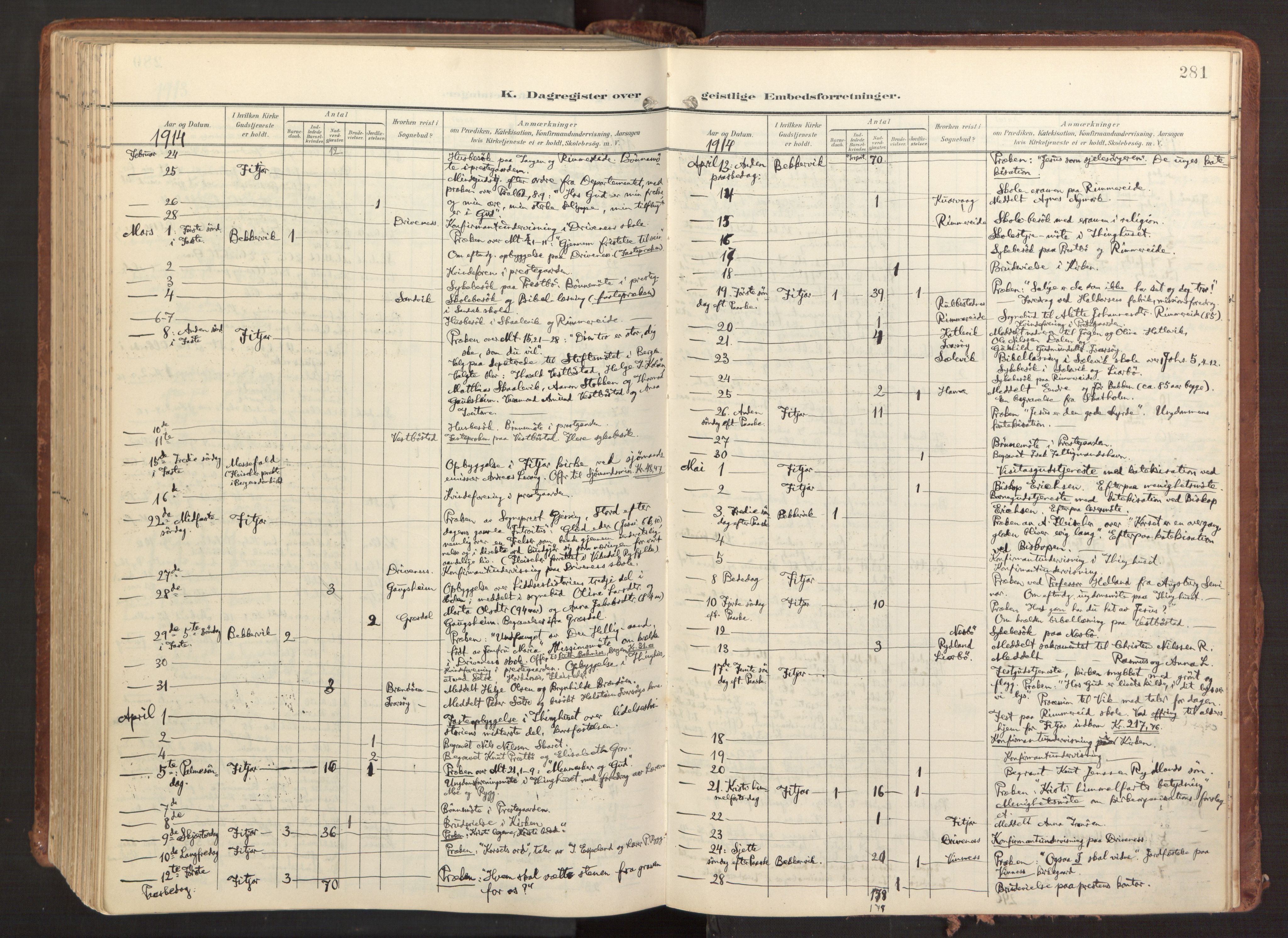 Fitjar sokneprestembete, AV/SAB-A-99926: Parish register (official) no. A 3, 1900-1918, p. 281