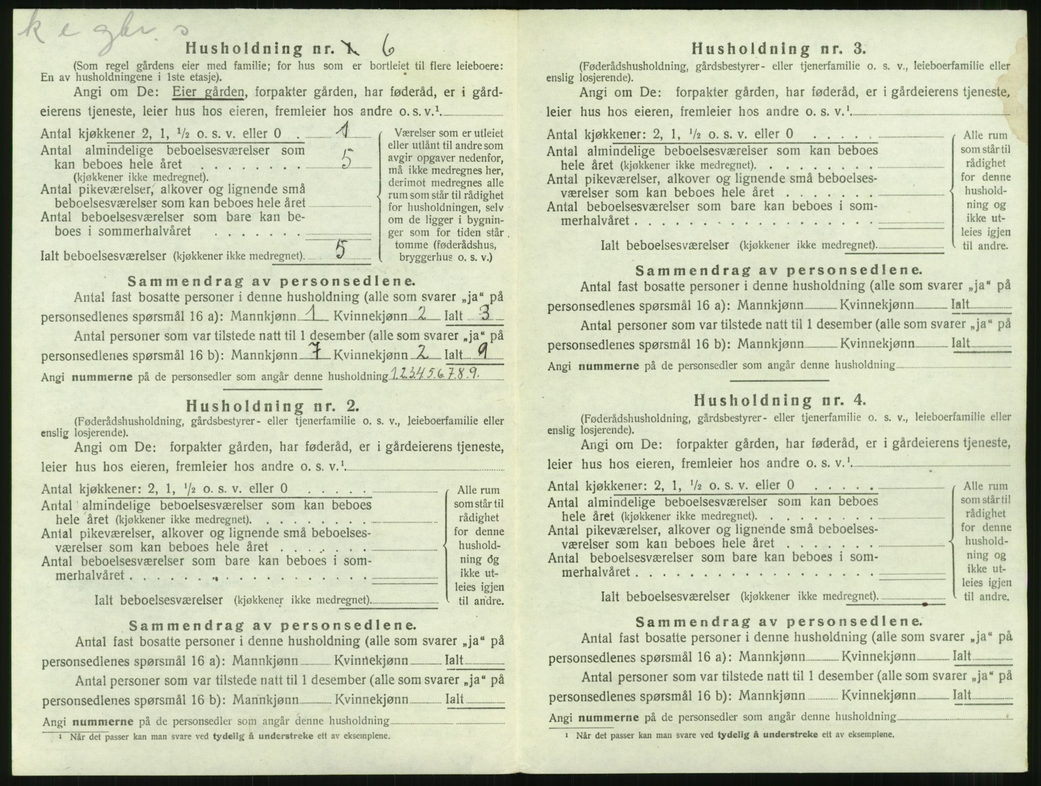 SAT, 1920 census for Nesset, 1920, p. 543