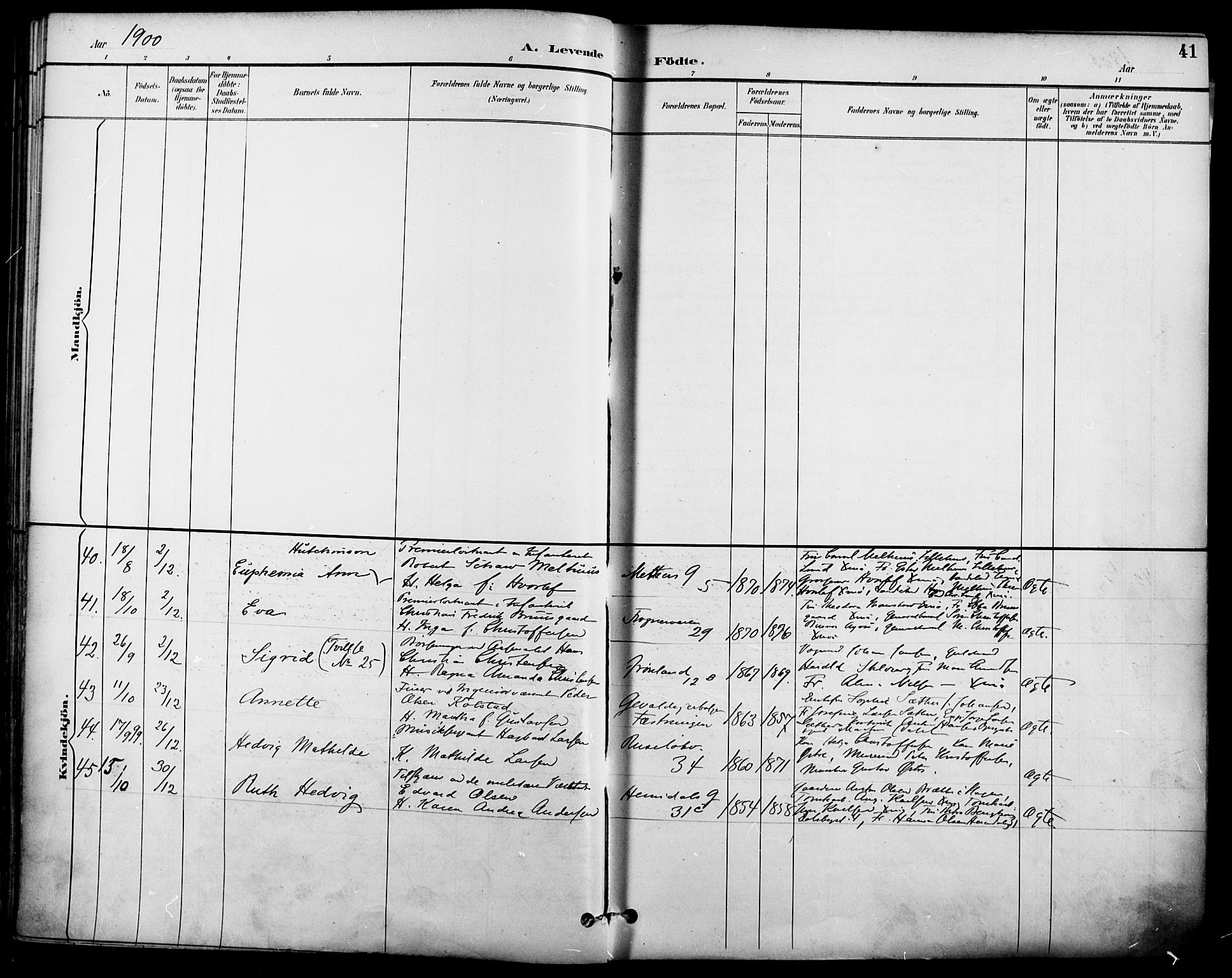 Garnisonsmenigheten Kirkebøker, SAO/A-10846/F/Fa/L0013: Parish register (official) no. 13, 1894-1904, p. 41