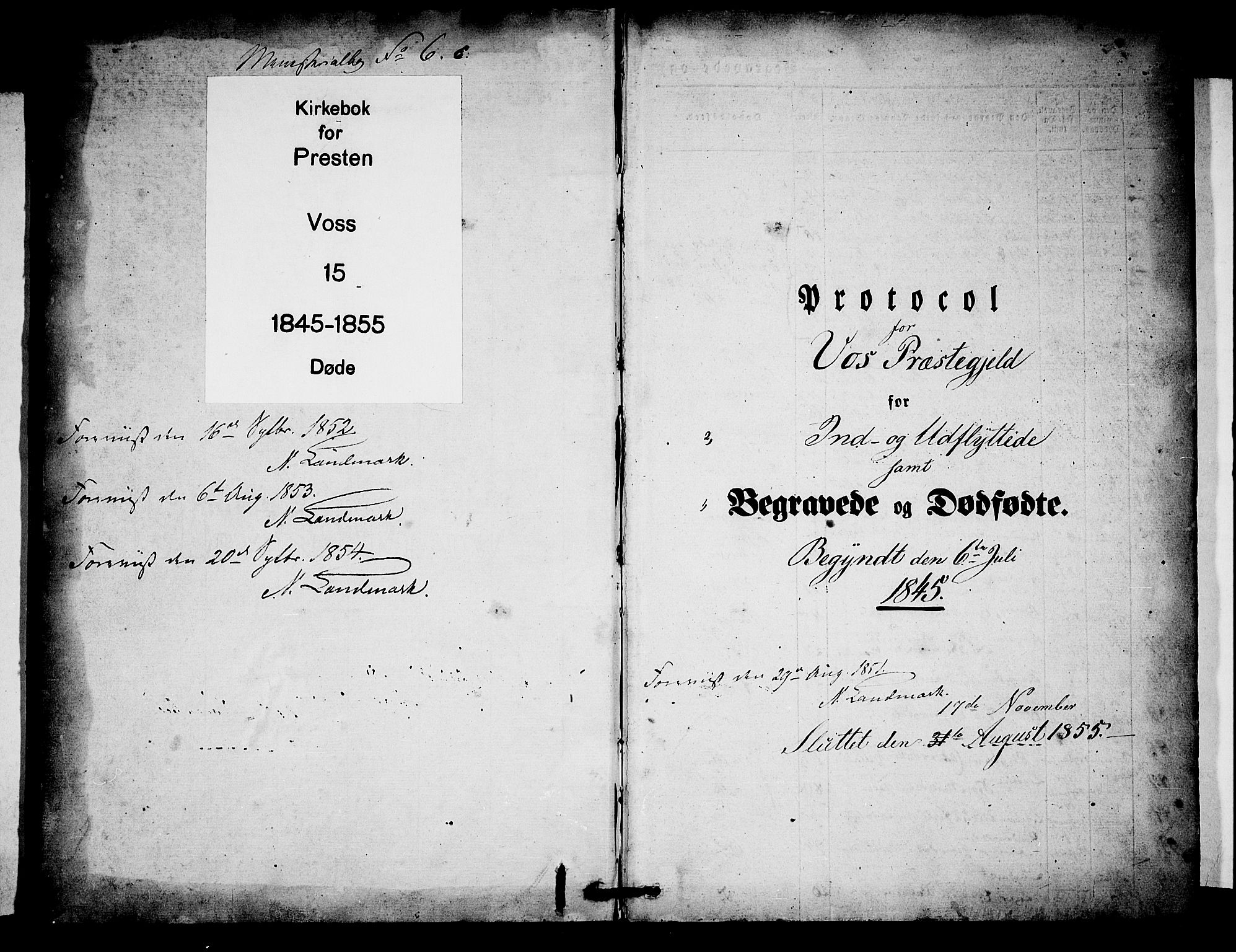 Voss sokneprestembete, SAB/A-79001/H/Haa: Parish register (official) no. A 15, 1845-1855, p. 1