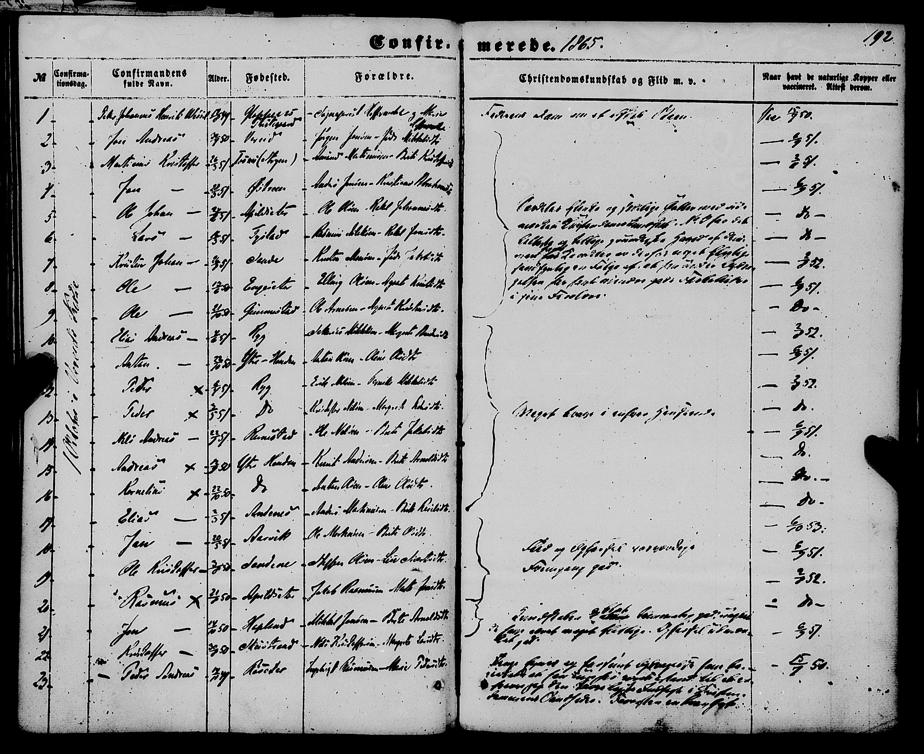 Gloppen sokneprestembete, AV/SAB-A-80101/H/Haa/Haaa/L0009: Parish register (official) no. A 9, 1855-1870, p. 192