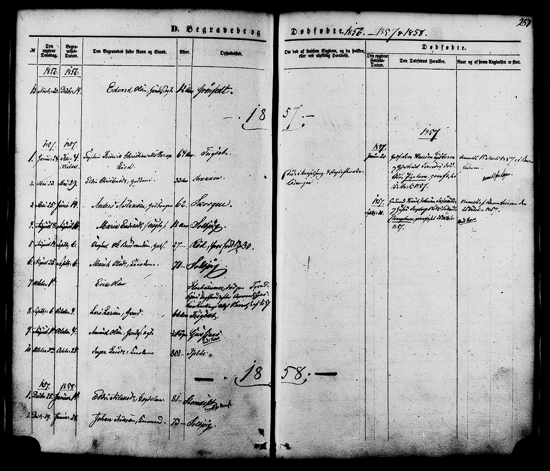 Ministerialprotokoller, klokkerbøker og fødselsregistre - Møre og Romsdal, AV/SAT-A-1454/551/L0625: Parish register (official) no. 551A05, 1846-1879, p. 257