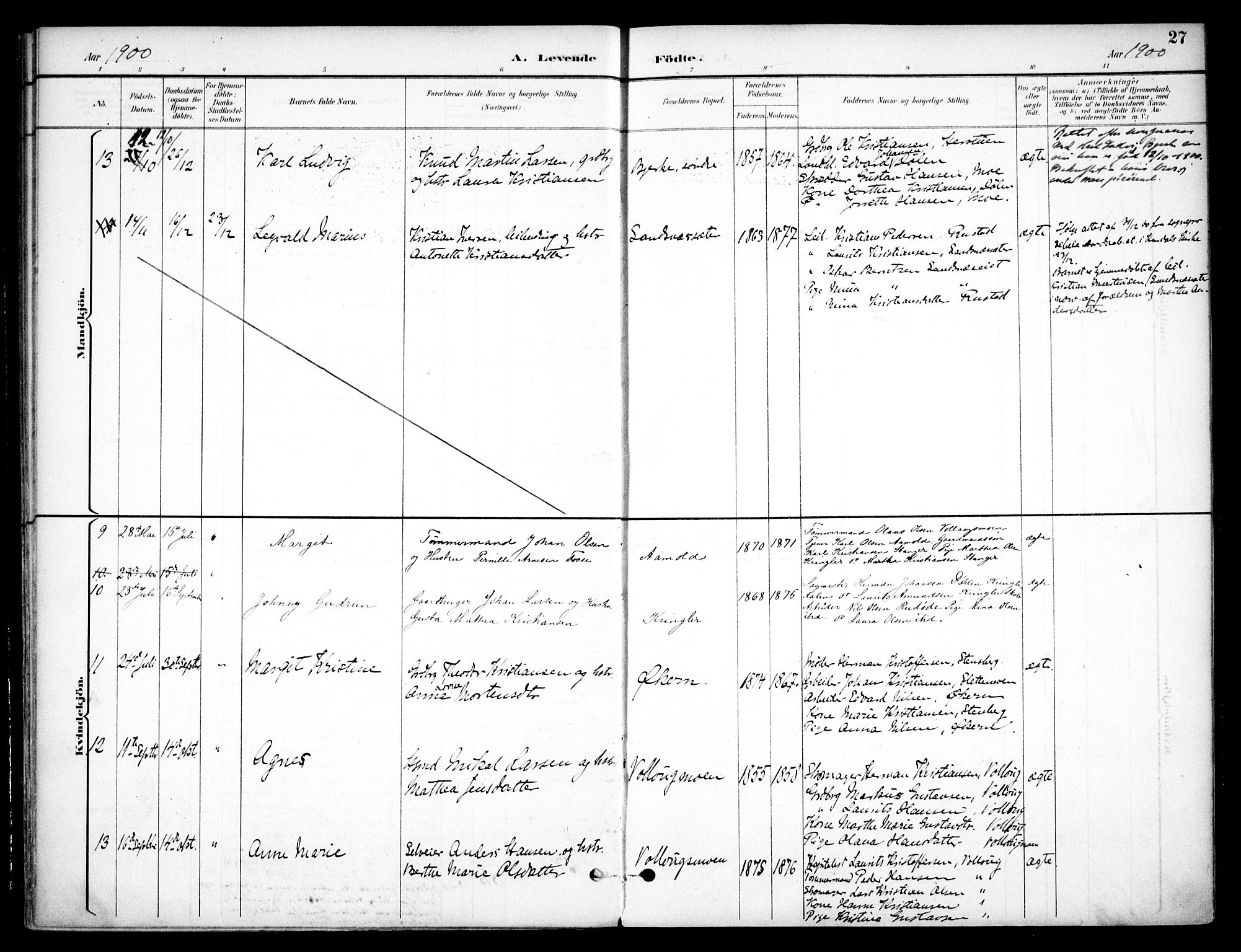 Nannestad prestekontor Kirkebøker, AV/SAO-A-10414a/F/Fc/L0002: Parish register (official) no. III 2, 1893-1907, p. 27