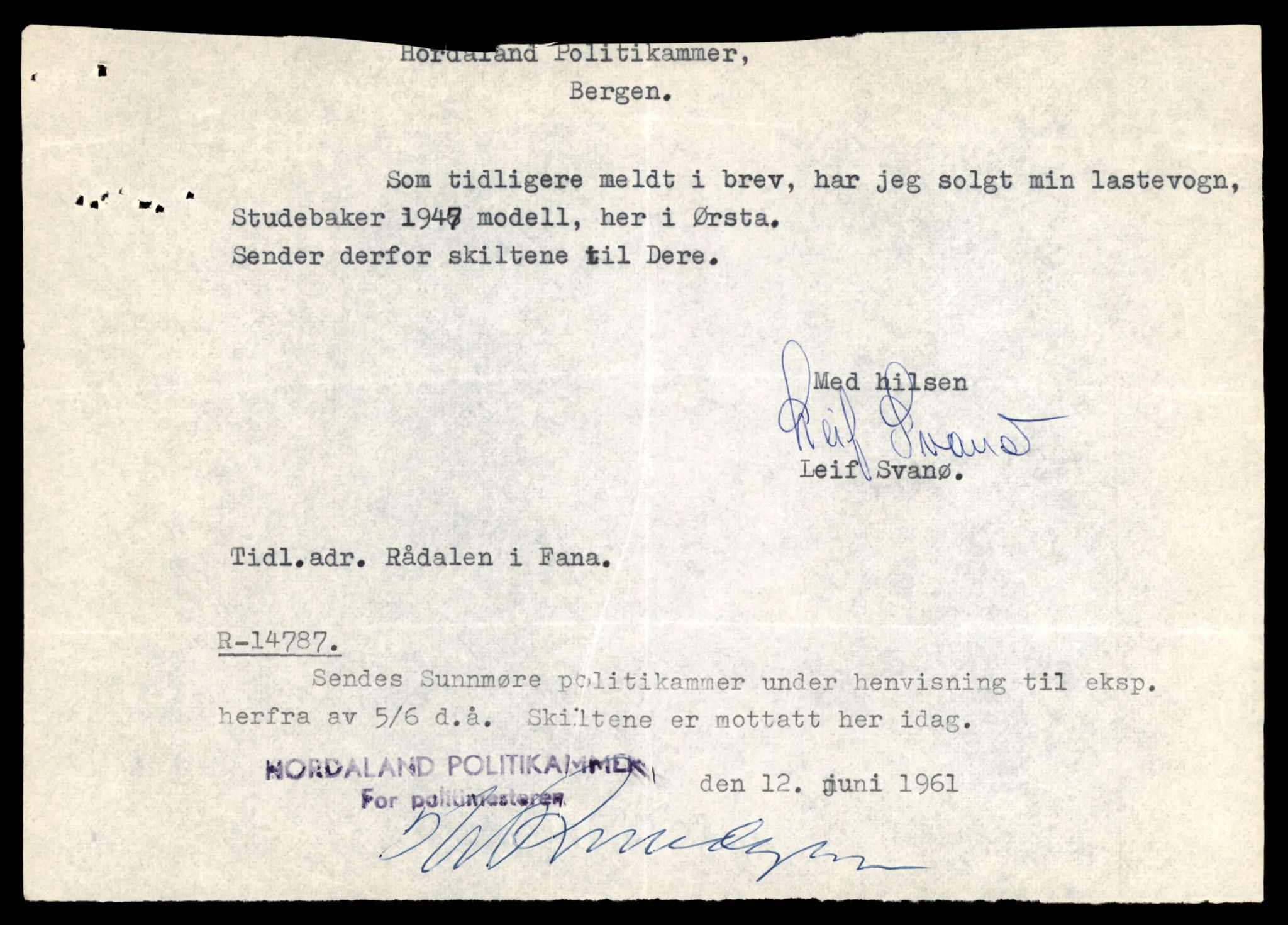 Møre og Romsdal vegkontor - Ålesund trafikkstasjon, AV/SAT-A-4099/F/Fe/L0036: Registreringskort for kjøretøy T 12831 - T 13030, 1927-1998, p. 497