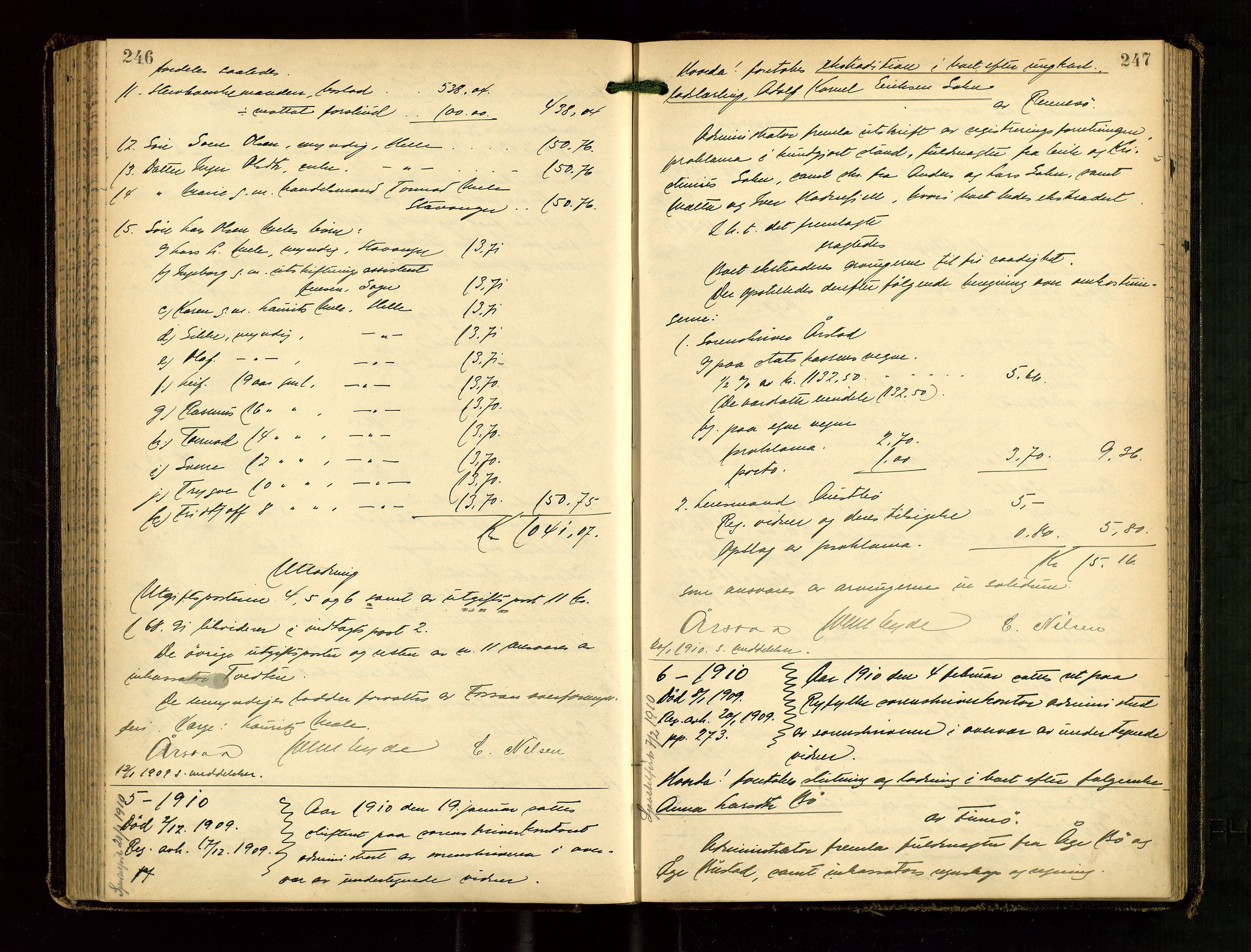 Ryfylke tingrett, SAST/A-100055/001/IV/IVG/L0003: Skifteutlodningsprotokoll Med register, 1907-1912, p. 246-247