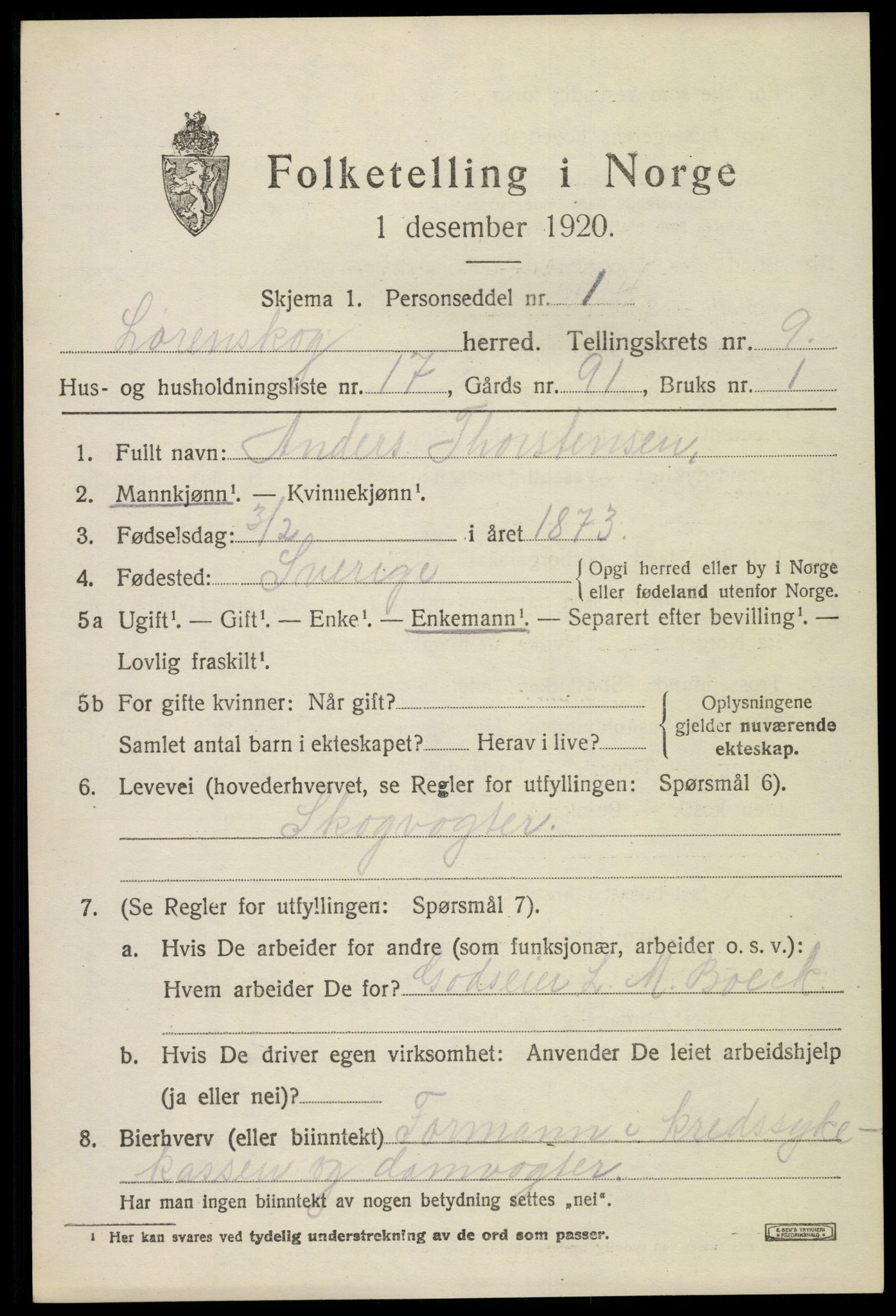 SAO, 1920 census for Lørenskog, 1920, p. 6958