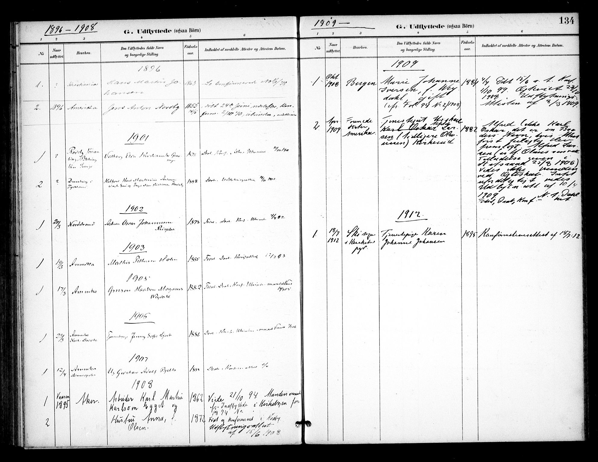 Ås prestekontor Kirkebøker, SAO/A-10894/F/Fb/L0002: Parish register (official) no. II 2, 1895-1916, p. 134