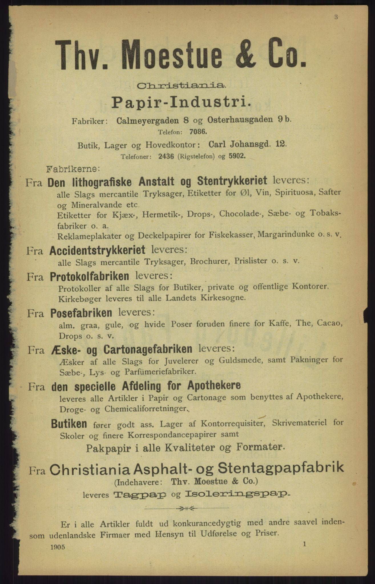 Kristiania/Oslo adressebok, PUBL/-, 1905, p. 3