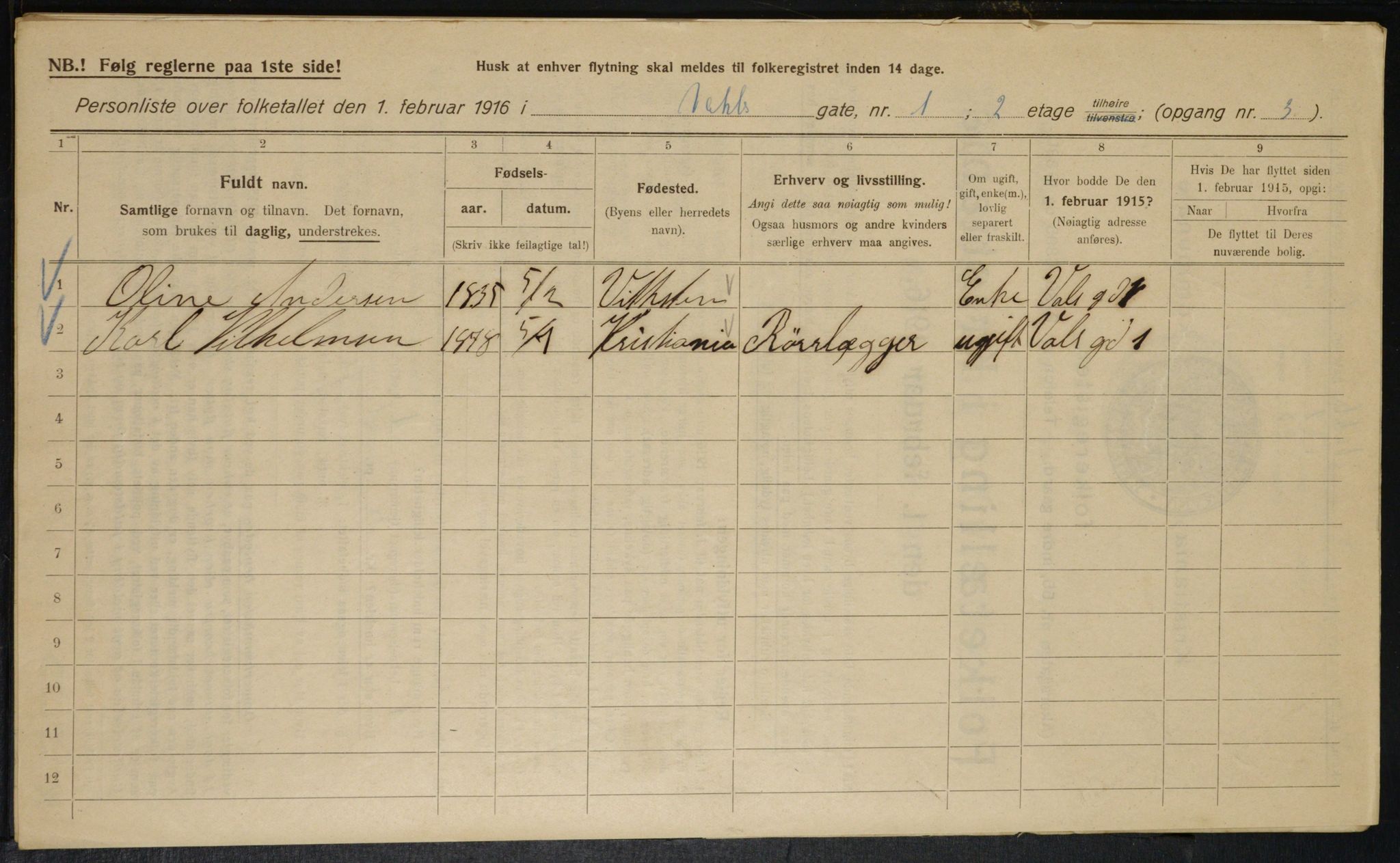 OBA, Municipal Census 1916 for Kristiania, 1916, p. 125147