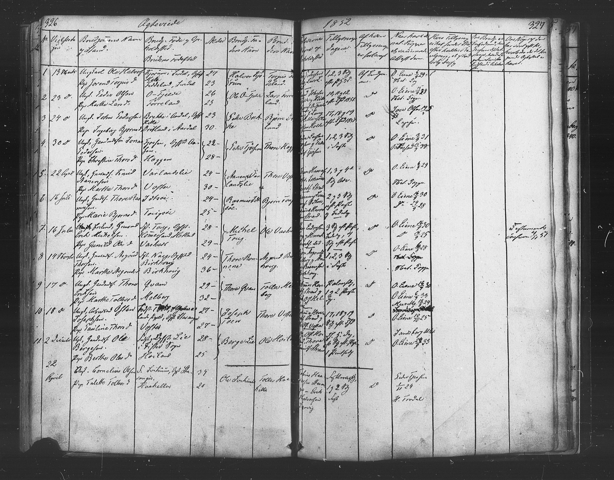 Strand sokneprestkontor, SAST/A-101828/H/Ha/Haa/L0006: Parish register (official) no. A 6, 1834-1854, p. 326-327