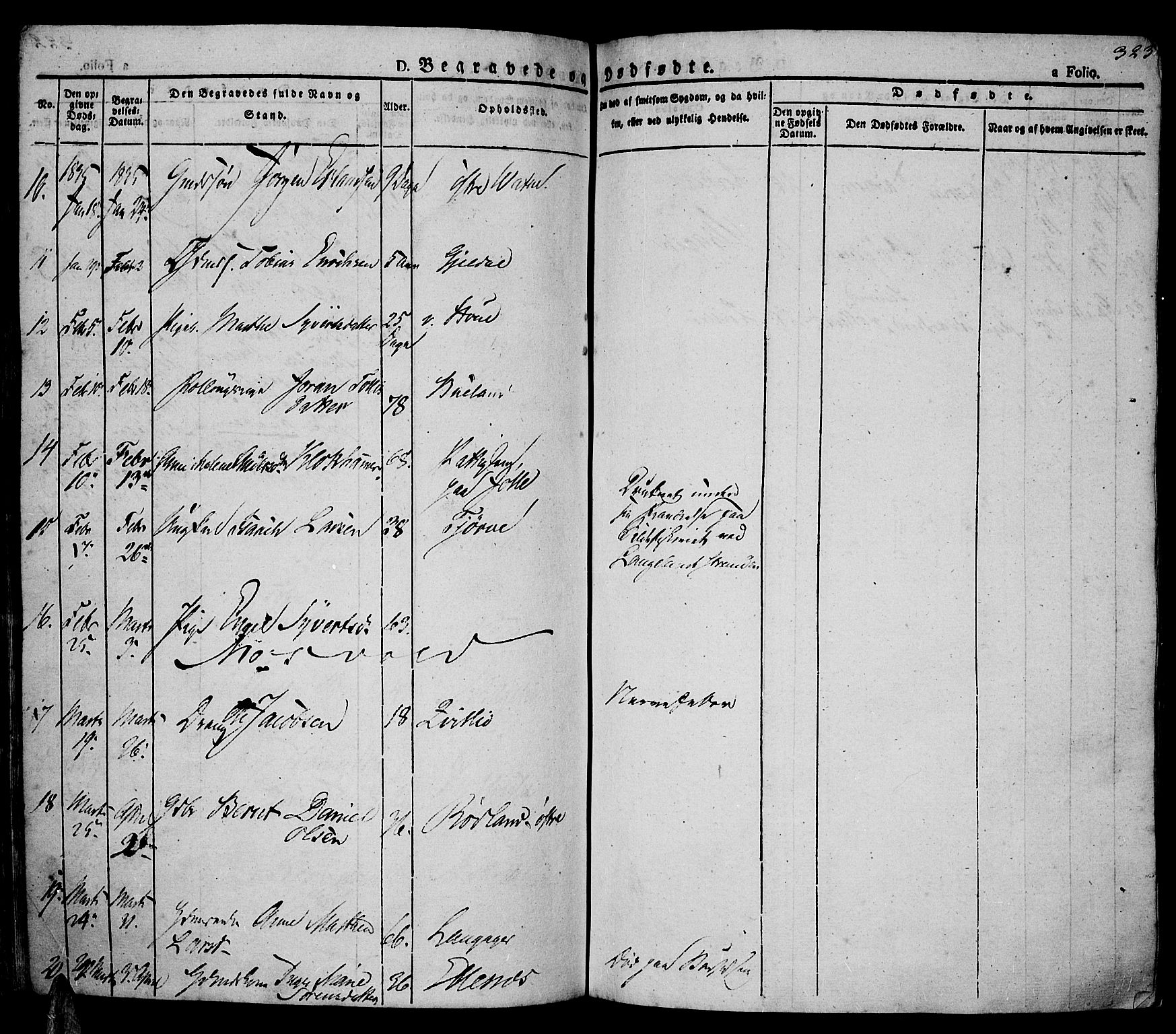 Lista sokneprestkontor, AV/SAK-1111-0027/F/Fa/L0008: Parish register (official) no. A 8, 1823-1835, p. 323