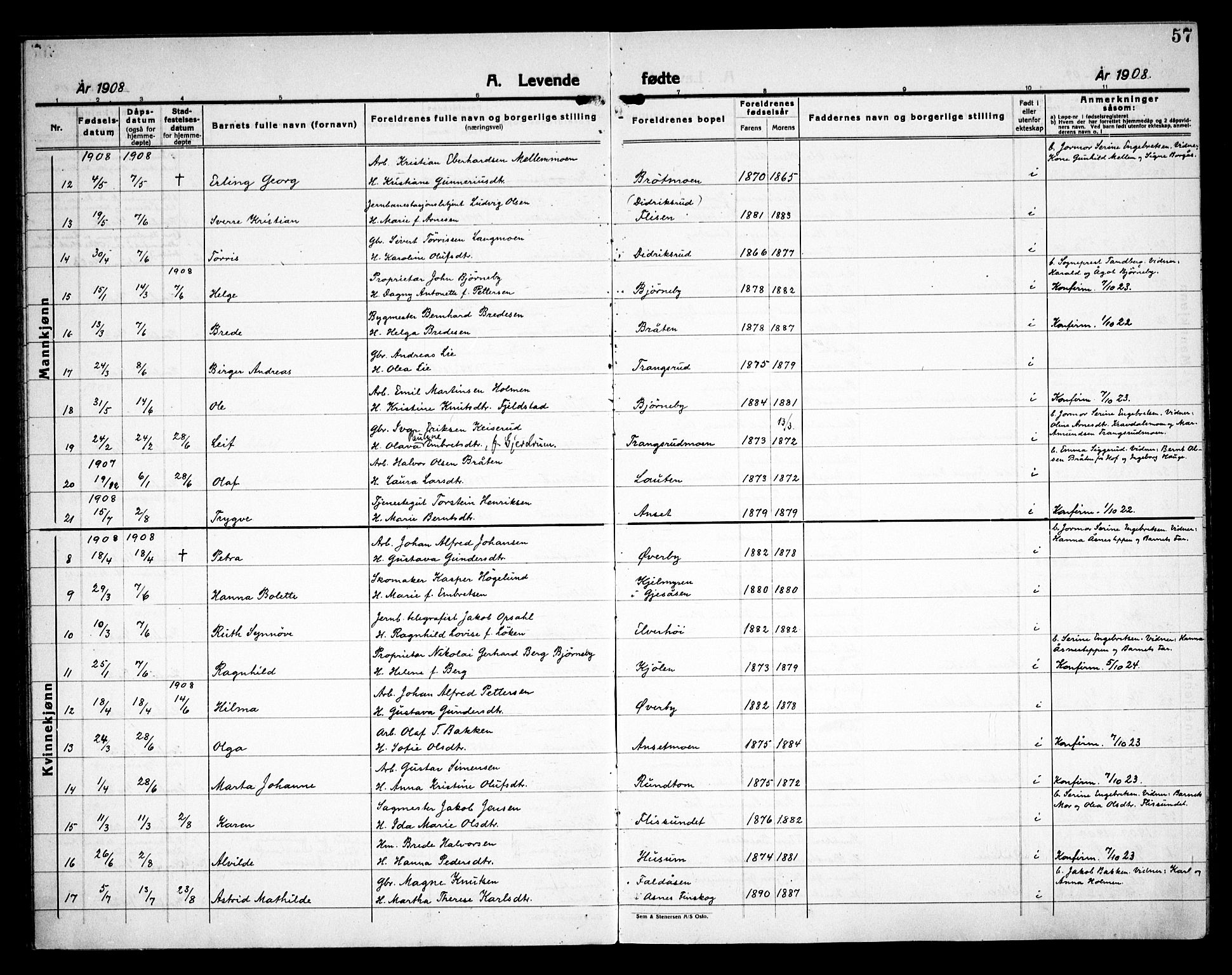 Åsnes prestekontor, AV/SAH-PREST-042/H/Ha/Haa/L0000C: Parish register (official) no. 0A, 1890-1929, p. 57