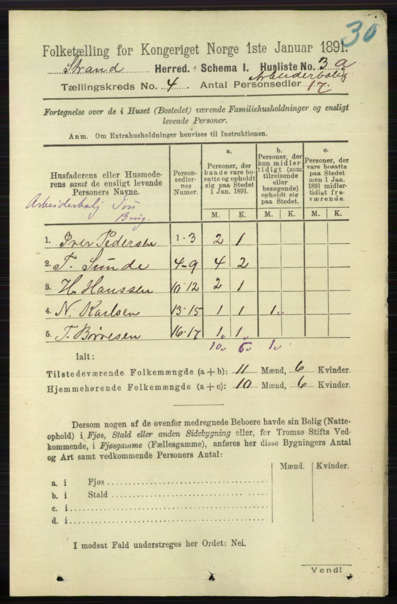 RA, 1891 census for 1130 Strand, 1891, p. 1114