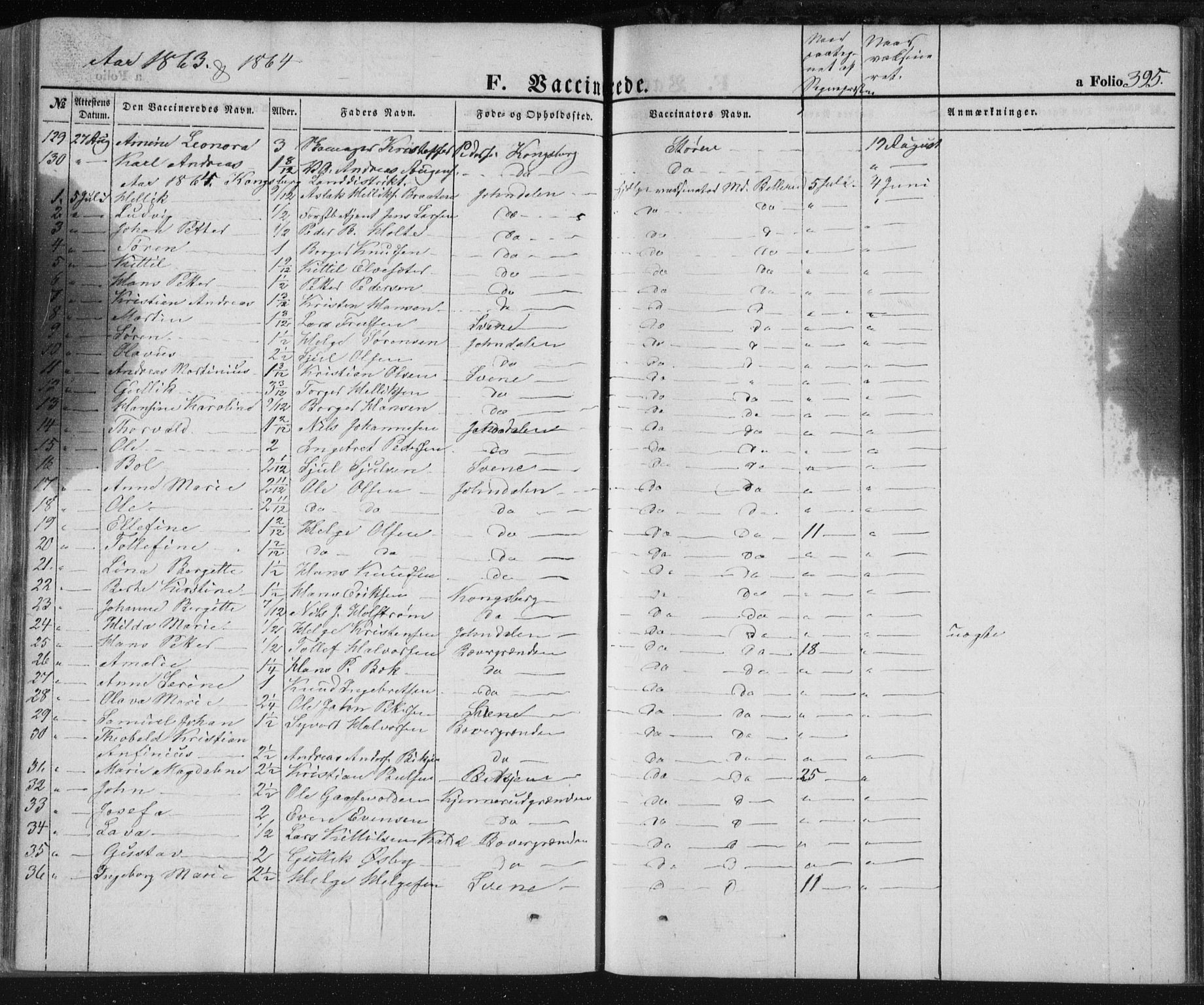 Kongsberg kirkebøker, SAKO/A-22/F/Fa/L0010: Parish register (official) no. I 10, 1859-1875, p. 395