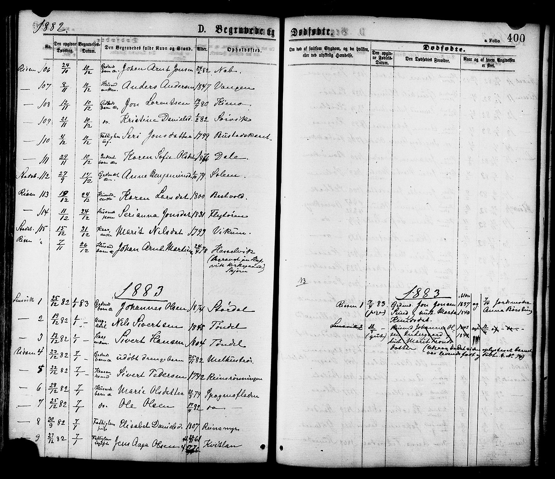 Ministerialprotokoller, klokkerbøker og fødselsregistre - Sør-Trøndelag, SAT/A-1456/646/L0613: Parish register (official) no. 646A11, 1870-1884, p. 400