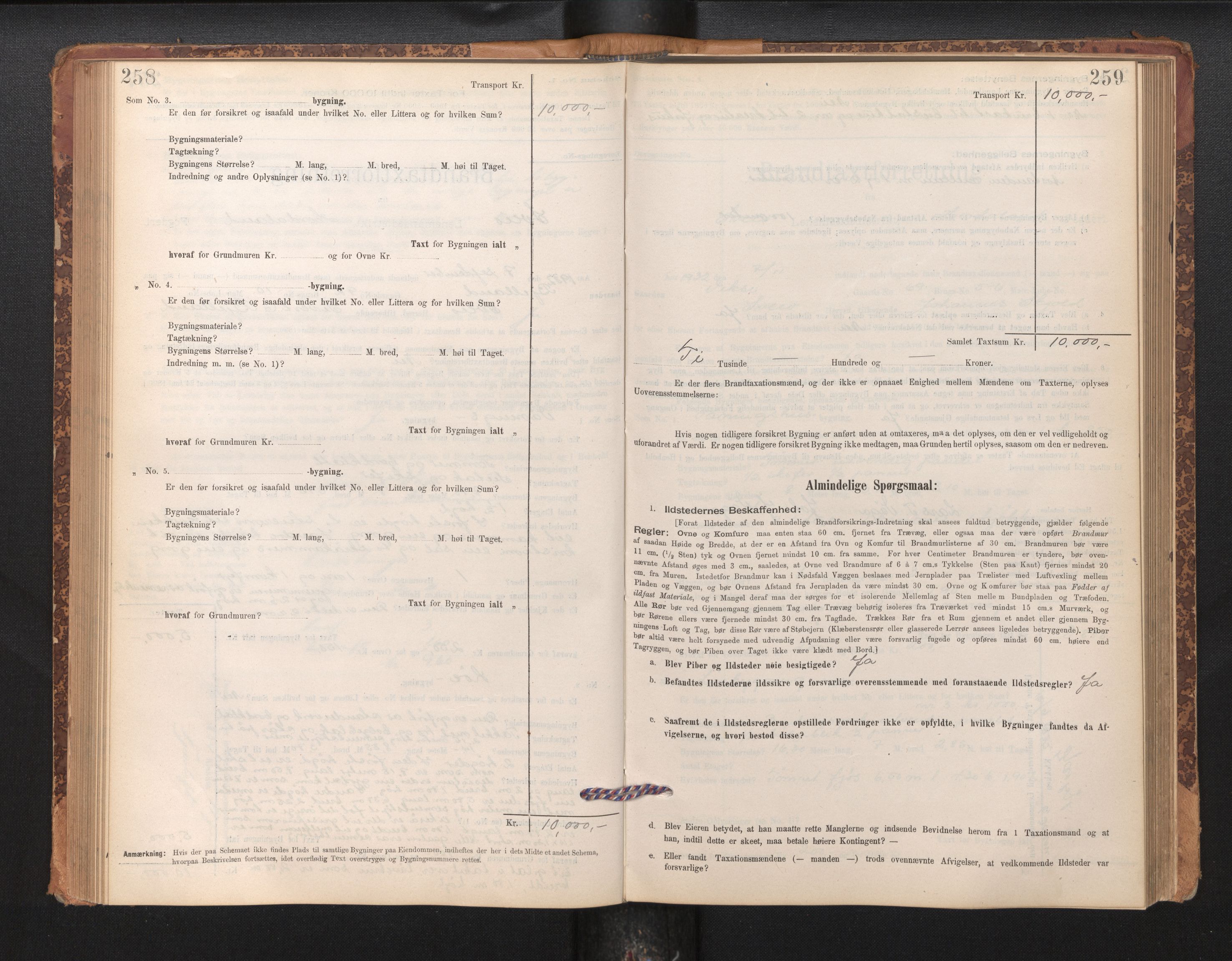 Lensmannen i Sveio, AV/SAB-A-35301/0012/L0008: Branntakstprotokoll, skjematakst, 1912-1939, p. 258-259