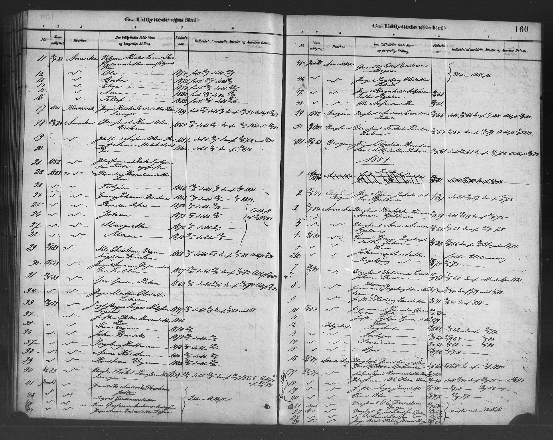 Ulvik sokneprestembete, SAB/A-78801/H/Haa: Parish register (official) no. B 1, 1878-1897, p. 160